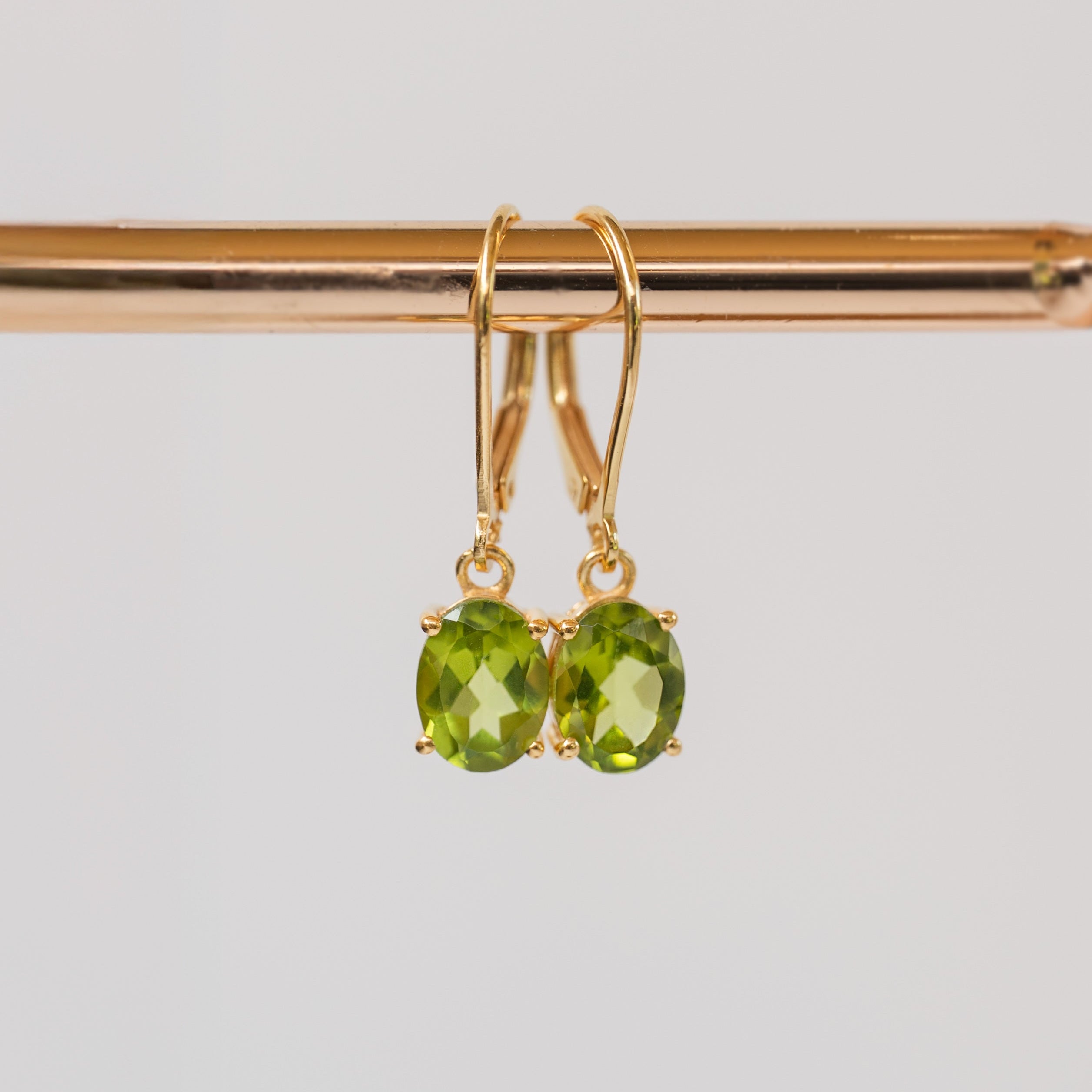 Peridot Dangle Earrings 14k Gold Vermeil, Natural Peridot Dangle Drop Earrings Leverback Closed Hooks