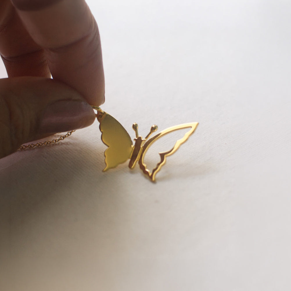 Gold Butterfly Necklace Gold Plated