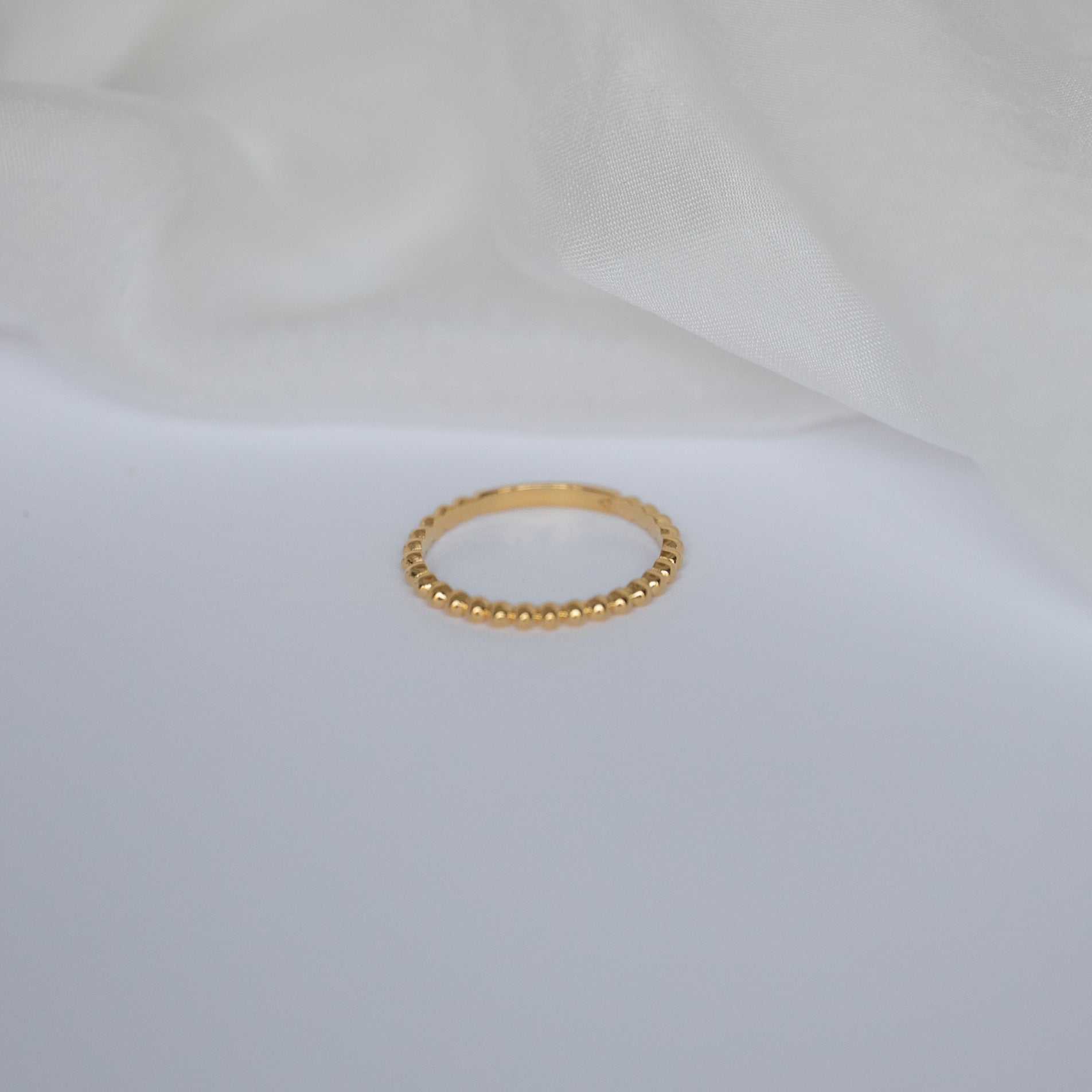 Beaded Gold Stacking Ring