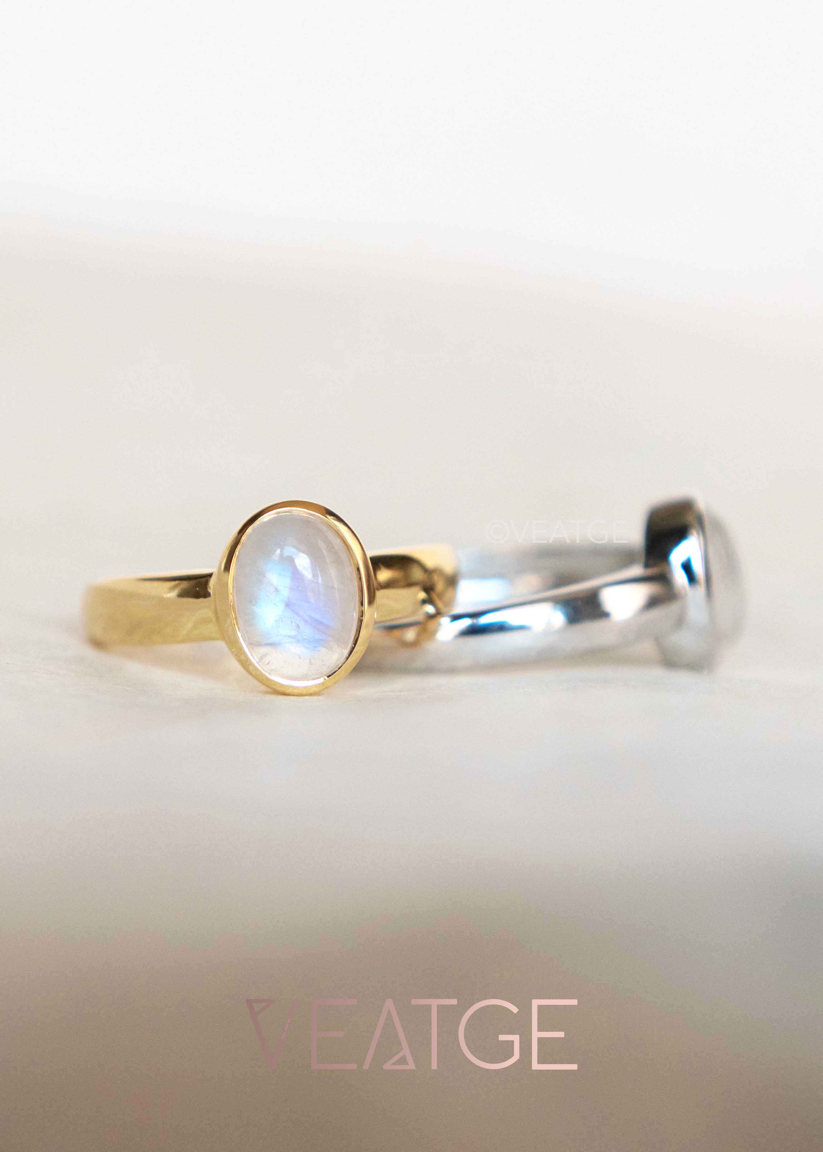 rainbow moonstone gold ring with blue flash natural gemstone ring June Birthstone Gifts for Women