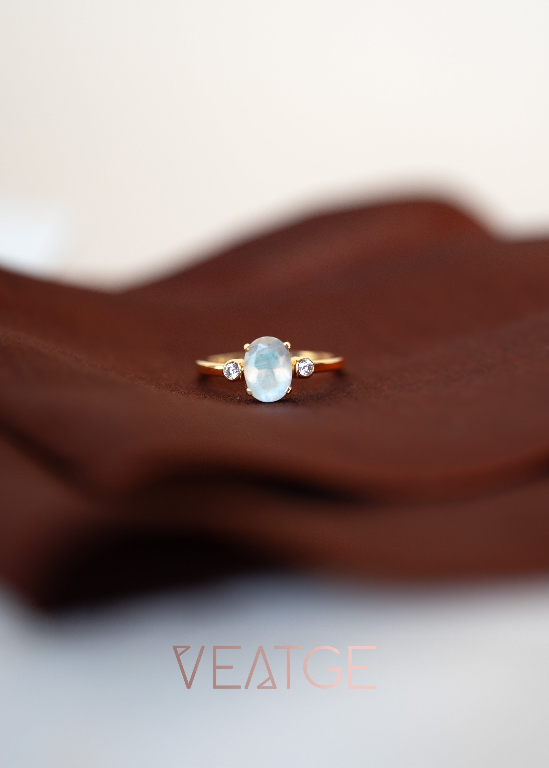 Natural Moonstone Ring Silver and 14k Gold Vermeil, Dainty Minimalist Raw Gemstone Ring, Unique Gift for Mom, Best Birthday Anniversary Graduation Gift, Engagement Promise Ring