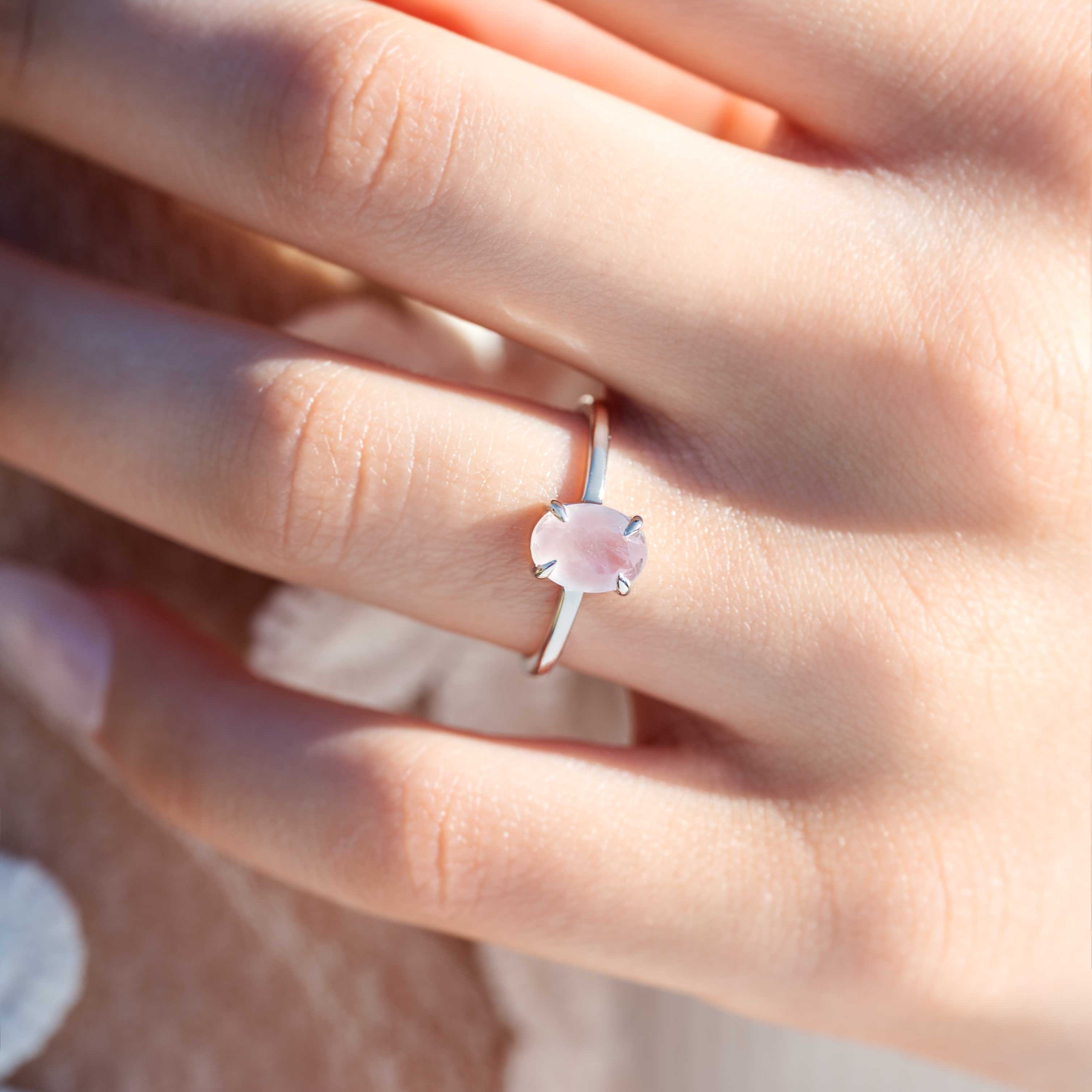 Rose Quartz Ring Sterling Silver 1