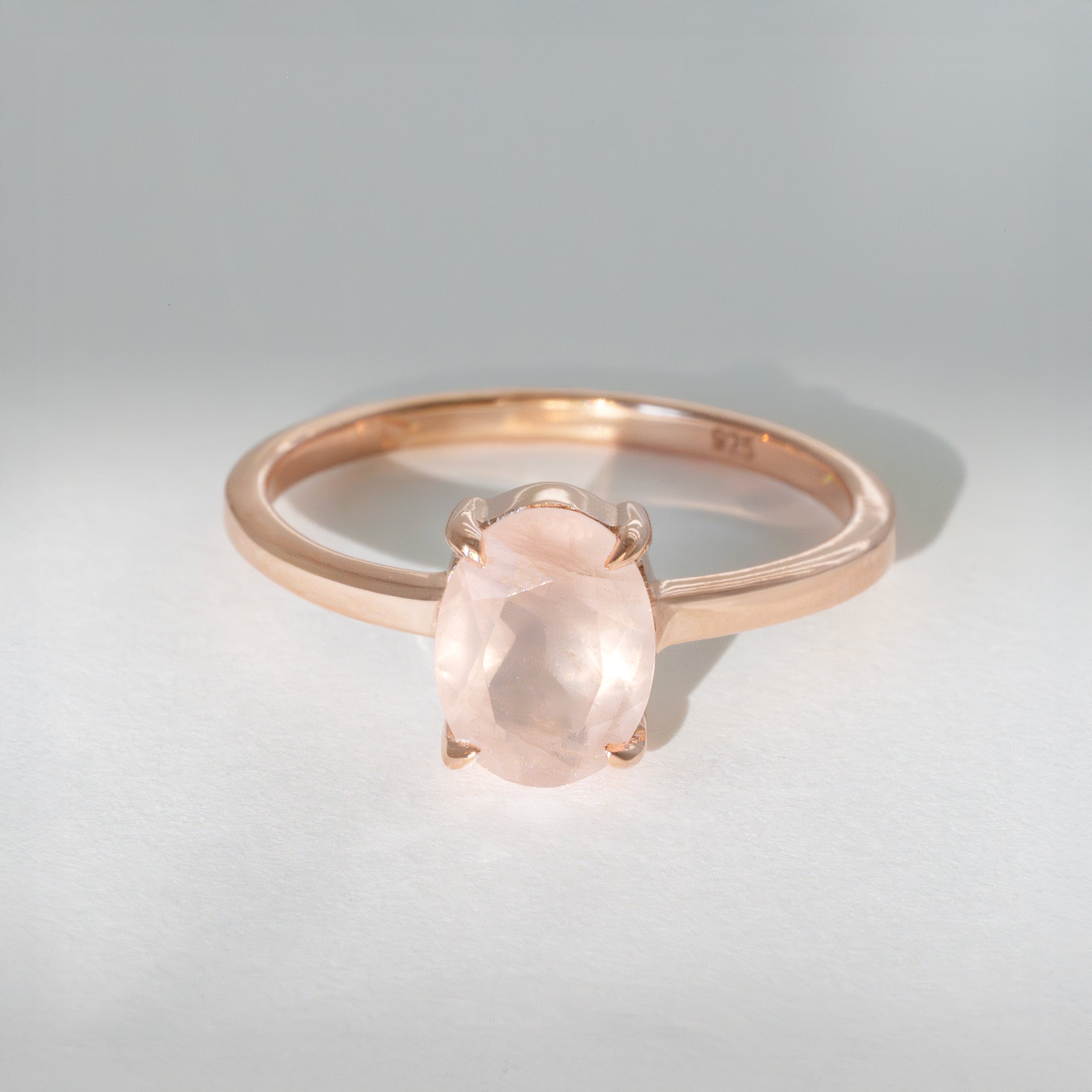 Rose Quartz Ring in Rose Gold, Natural Gemstone Rings for Women, Mom Birthday Gifts, Wife Anniversary Gifts, Best Christmas Gifts