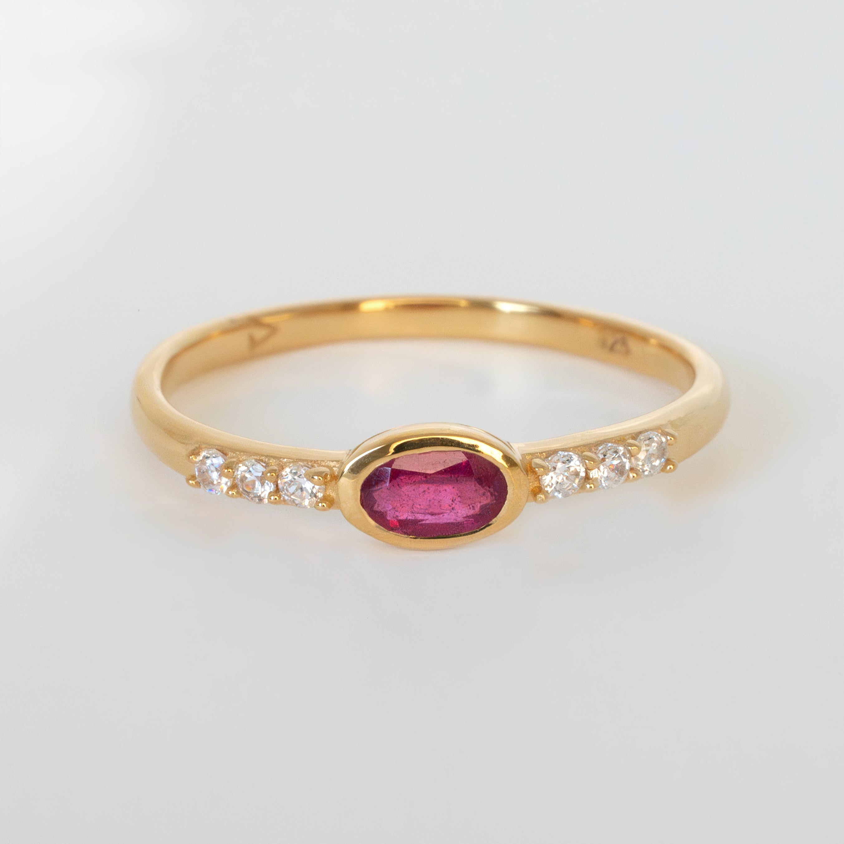 Genuine Ruby birthstone stacking ring gold Elise by Veatge