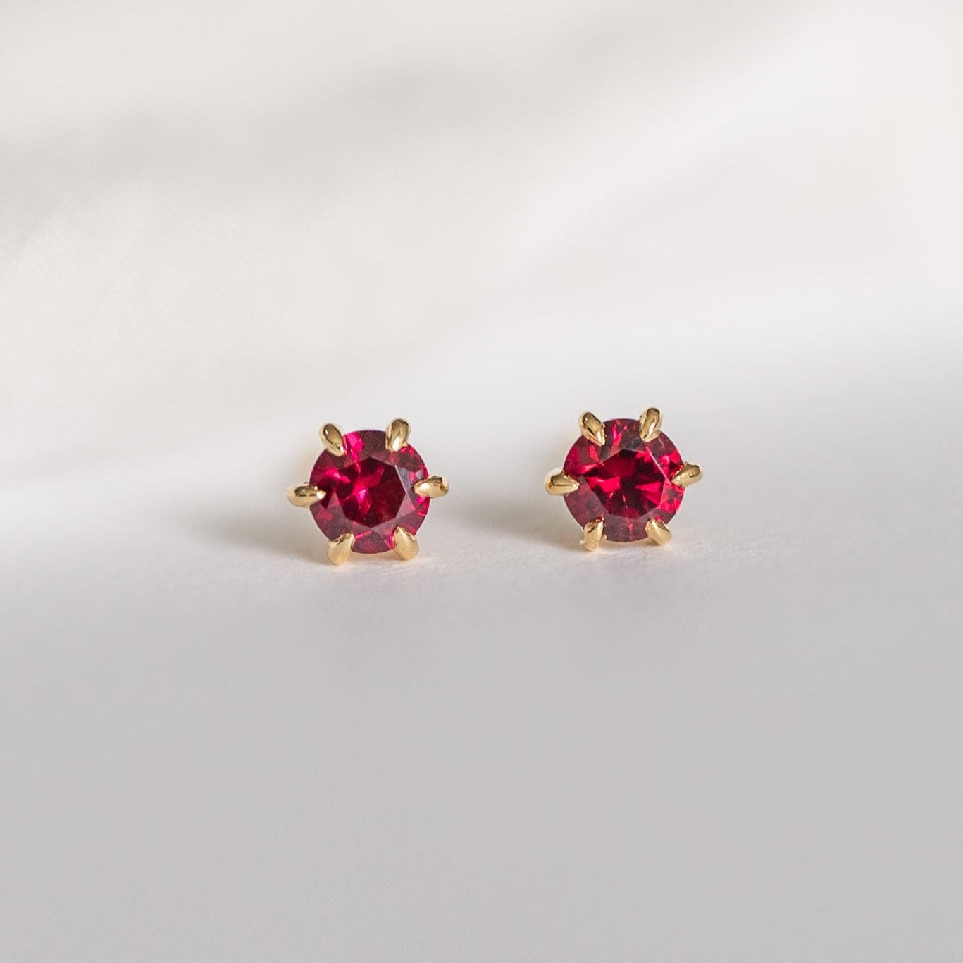 Dainty Ruby Stud Earrings, July Birthstone Birthday Gifts for Girls, Daughter gift, teen gifts, second piercing studs