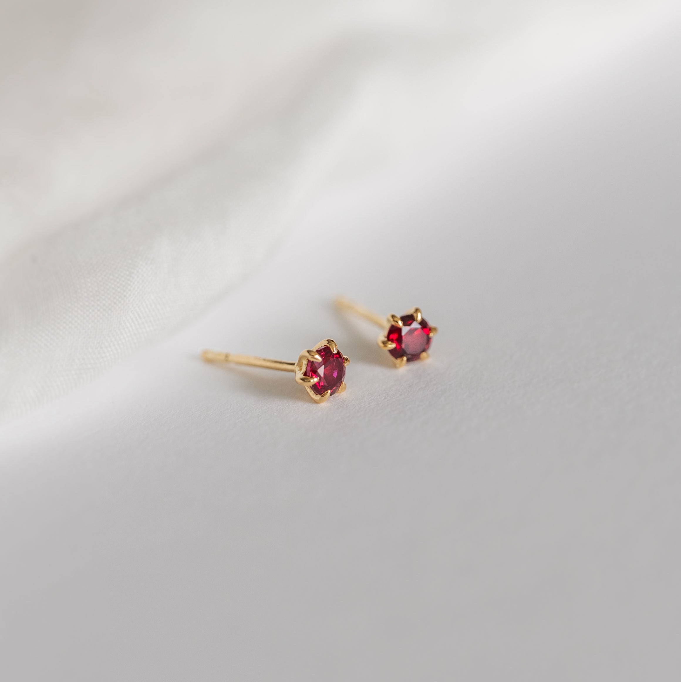 Dainty Ruby Stud Earrings, July Birthstone Birthday Gifts for Girls, Daughter gift, teen gifts, second piercing studs