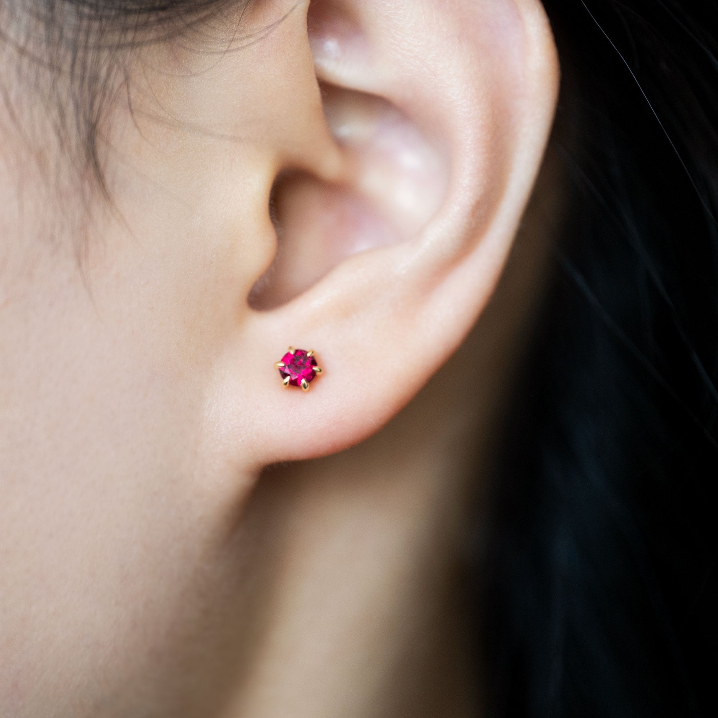 Dainty Ruby Stud Earrings, July Birthstone Birthday Gifts for Girls, Daughter gift, teen gifts, second piercing studs