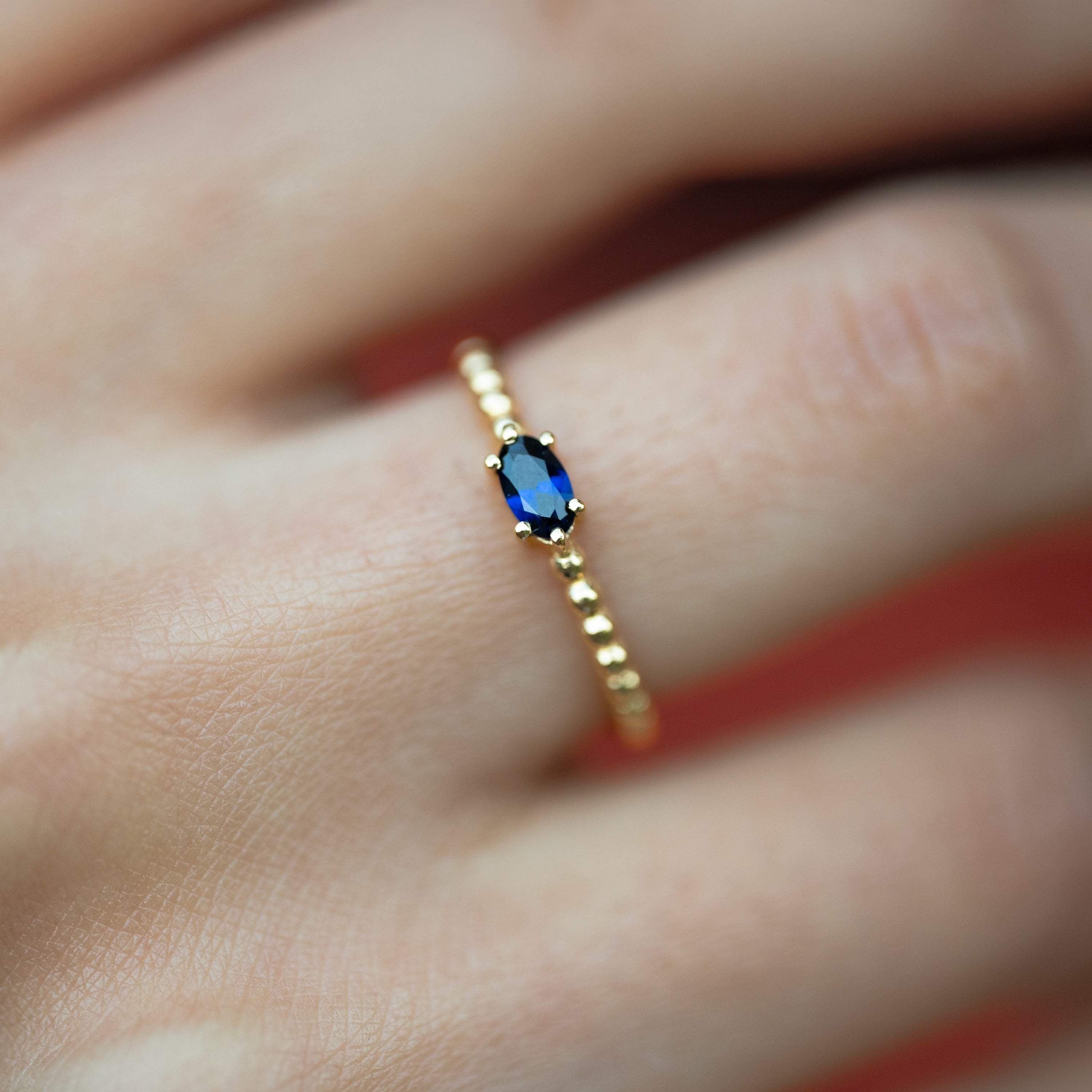 September Birthstone - Sapphire Beaded Ring