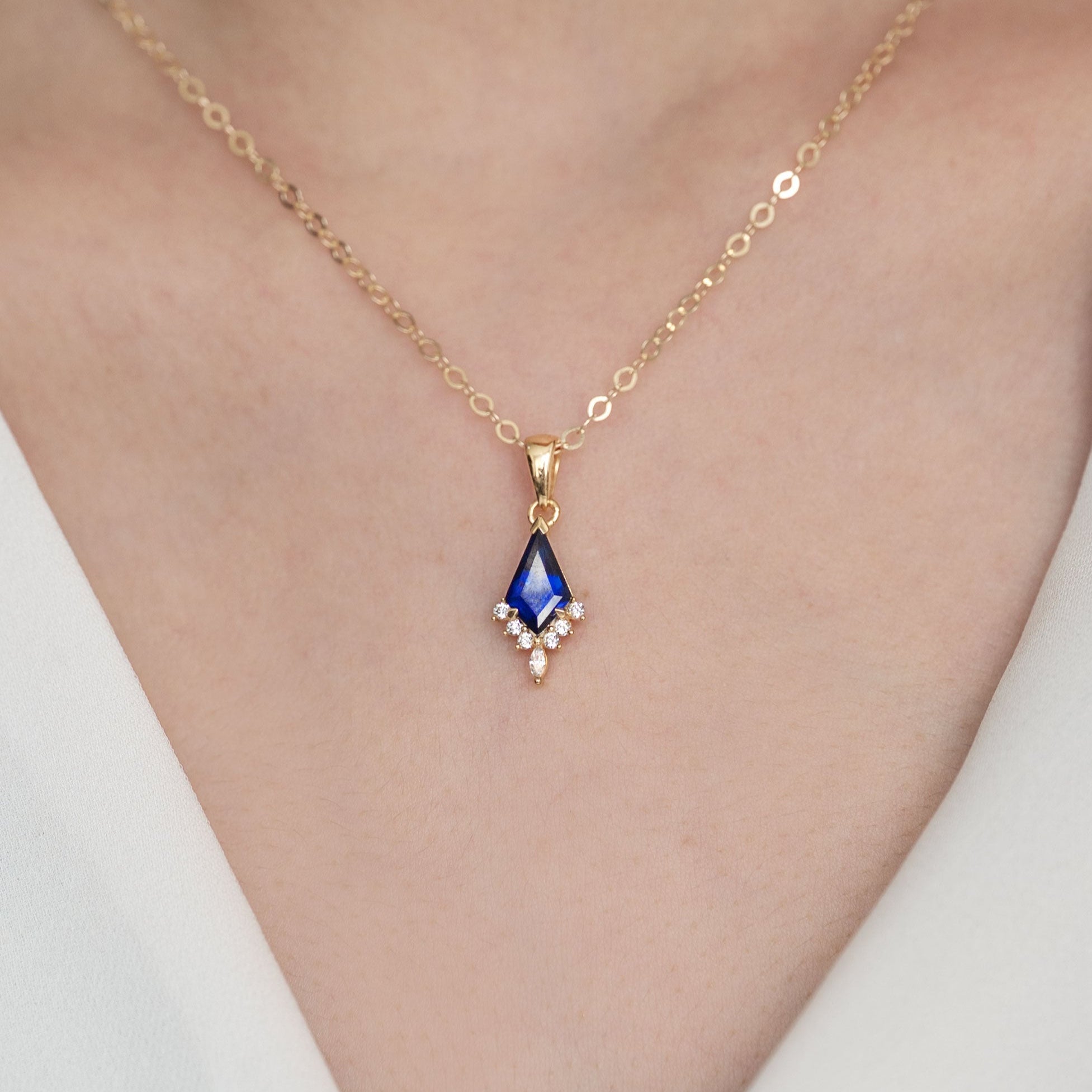 Sapphire Kite Necklace Gold