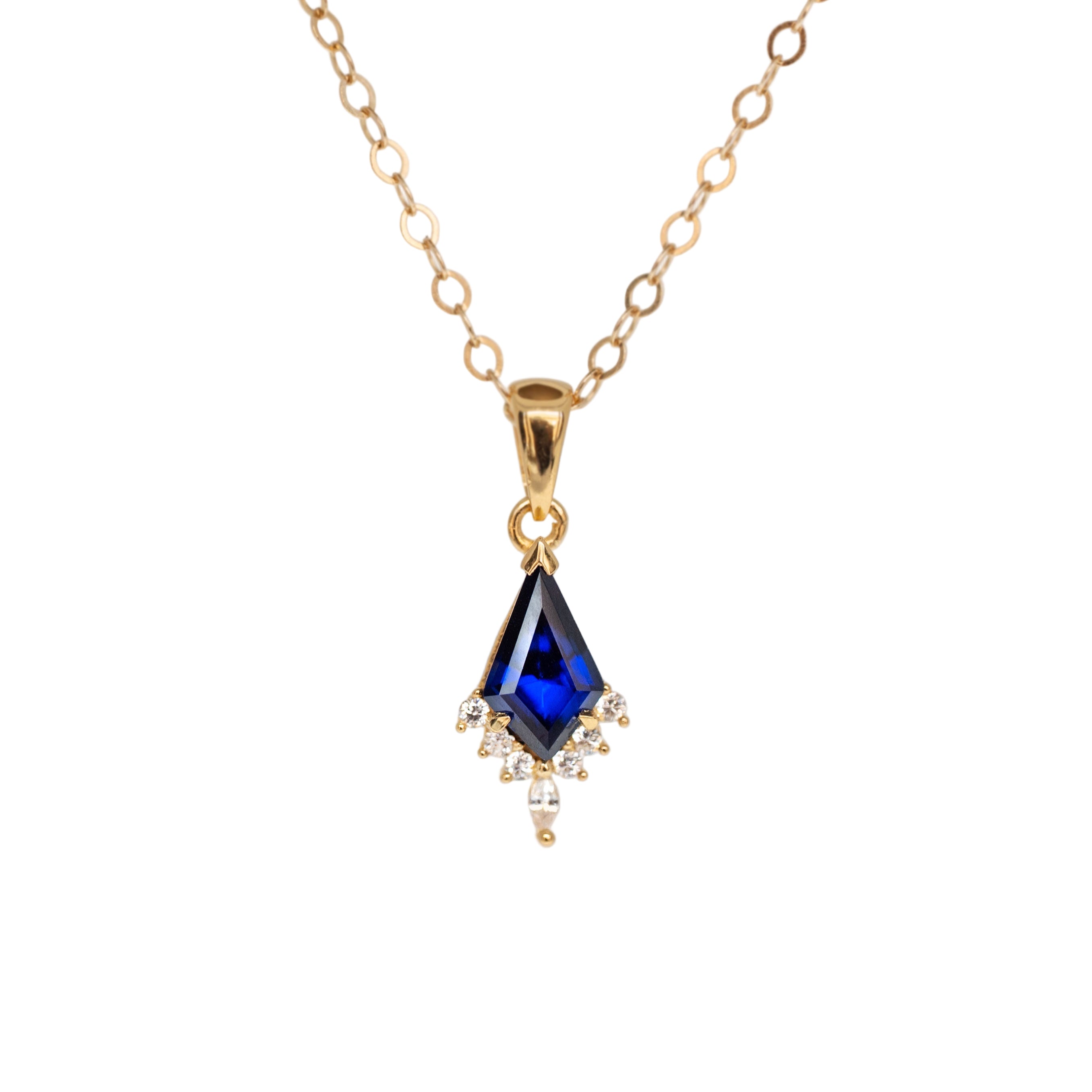 Sapphire Kite Necklace Gold
