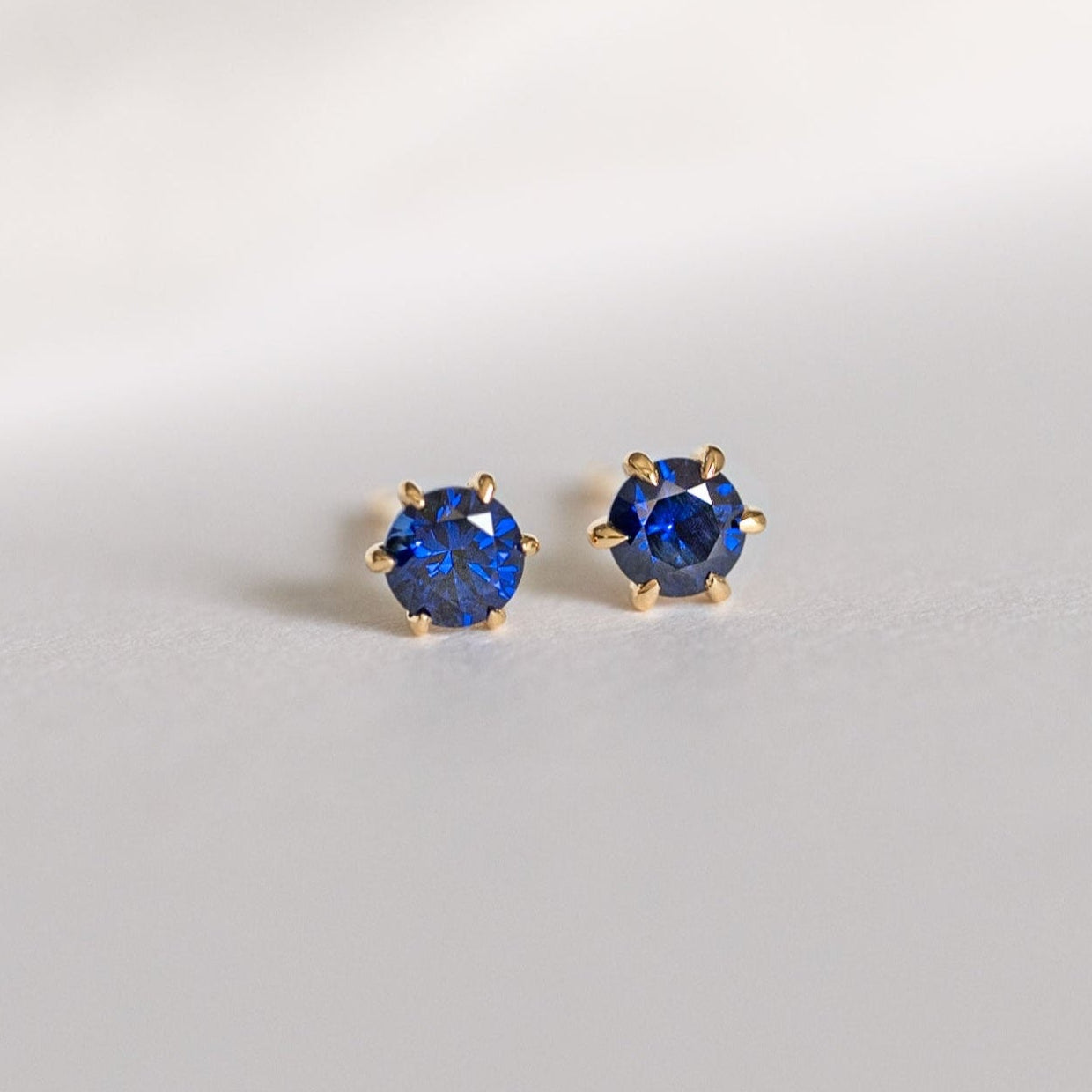 Sapphire Stud Earrings Dainty Small Minimalist 14k Gold, September Birthstone, Birthday Gifts for girls, second piercing studs