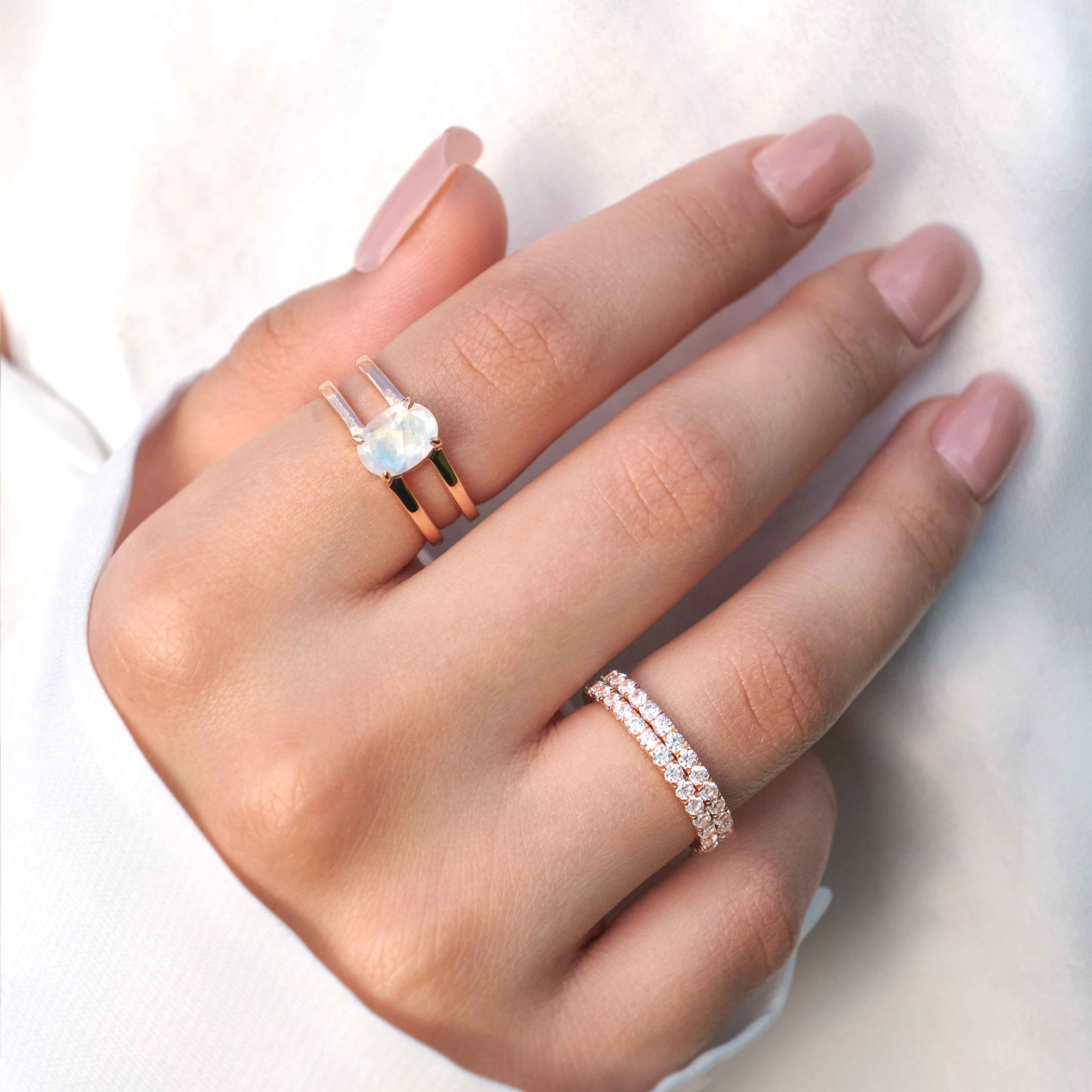 Moonstone Ring - Signature Oval Double Band