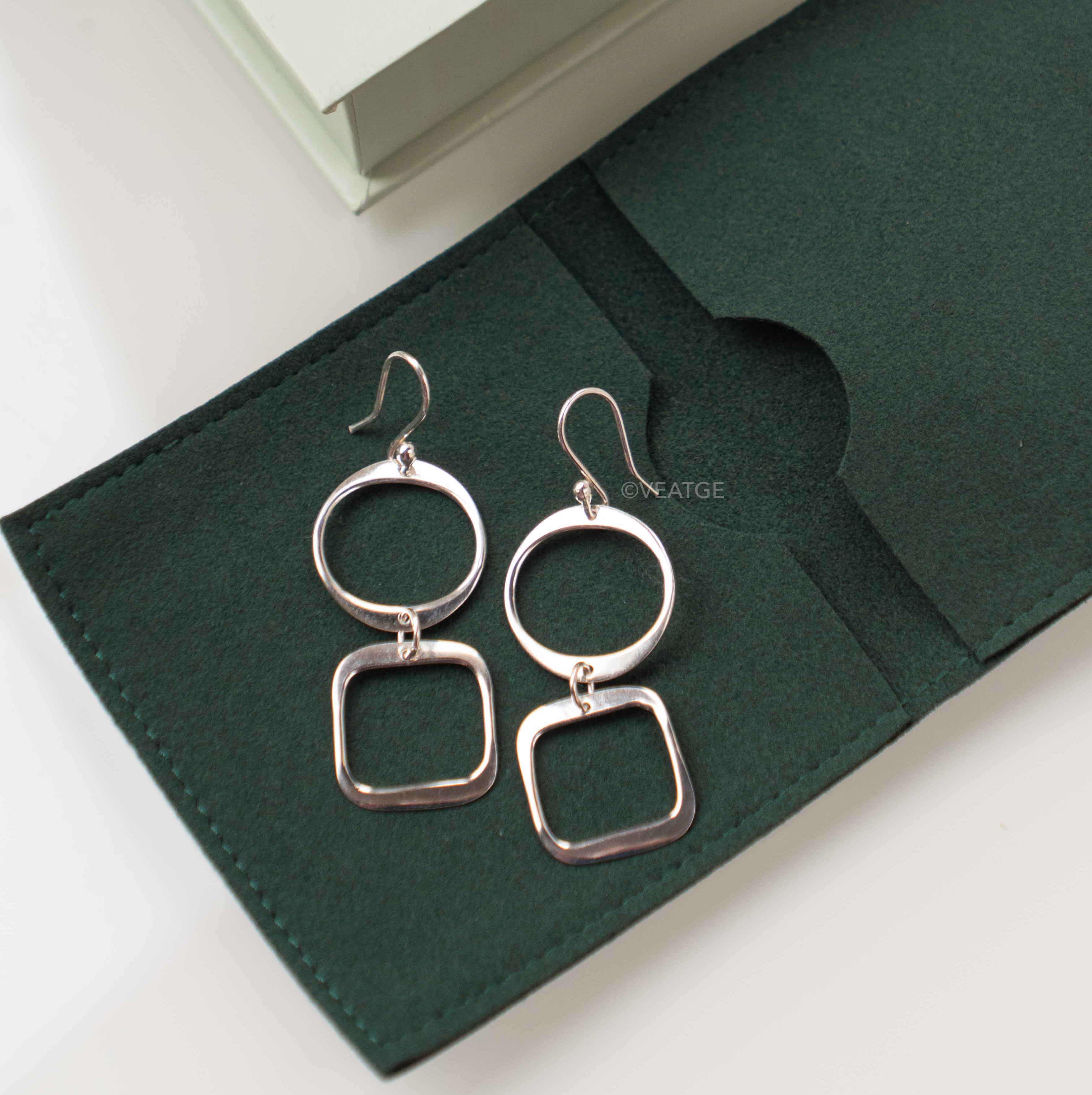 Geometric Earrings Silver, 925 Sterling Silver, Silver Earring Dangle, Unique Handmade Jewelry, Unique Gifts for Mom, Gift for Wife, Large Silver Earrings