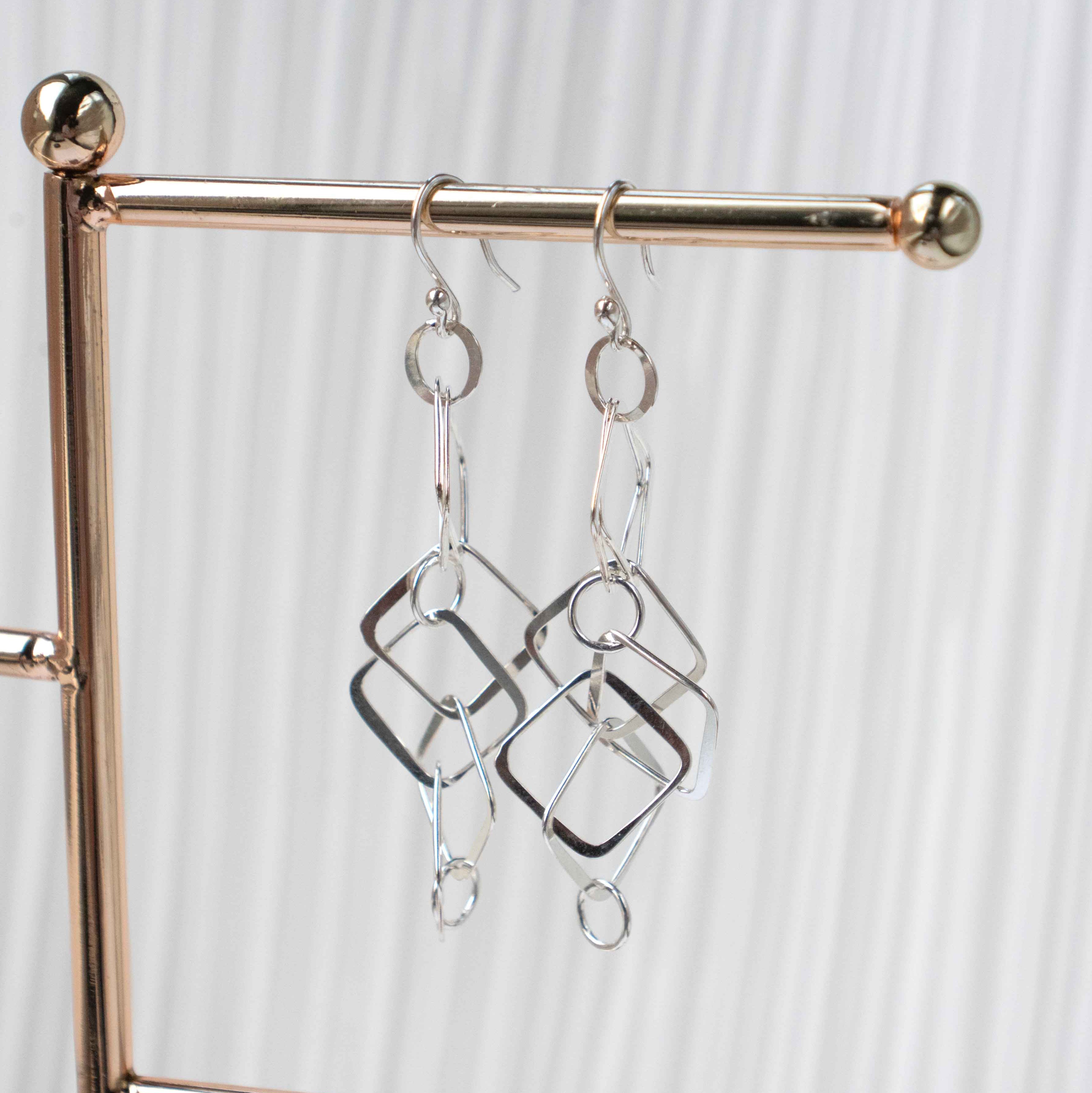 Unique Geometric Dangle Statement Earrings in Sterling Silver 925, Best Gift for Women, Gift for Wife, Gift for mom