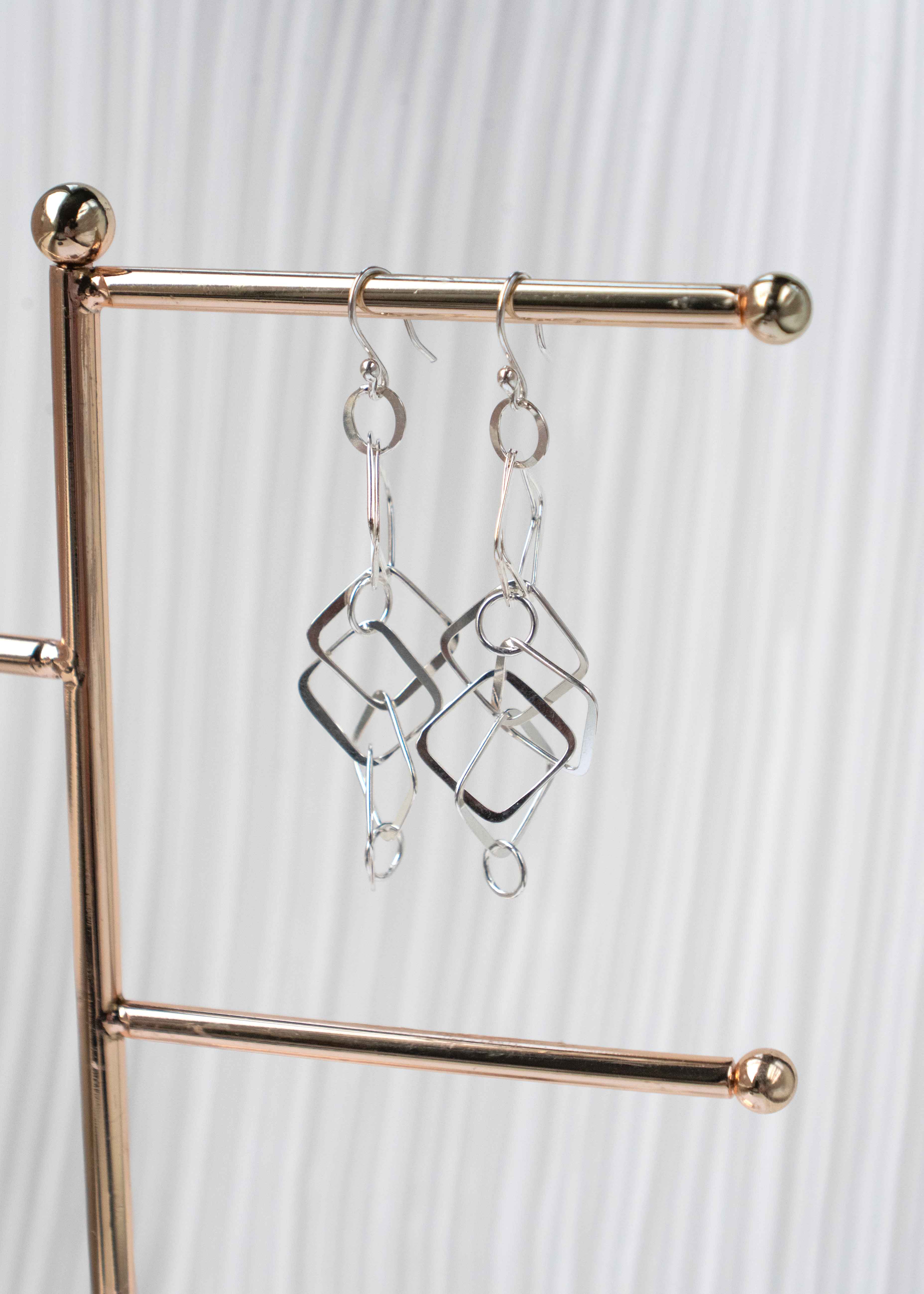 Unique Geometric Dangle Statement Earrings in Sterling Silver 925, Best Gift for Women, Gift for Wife, Gift for mom