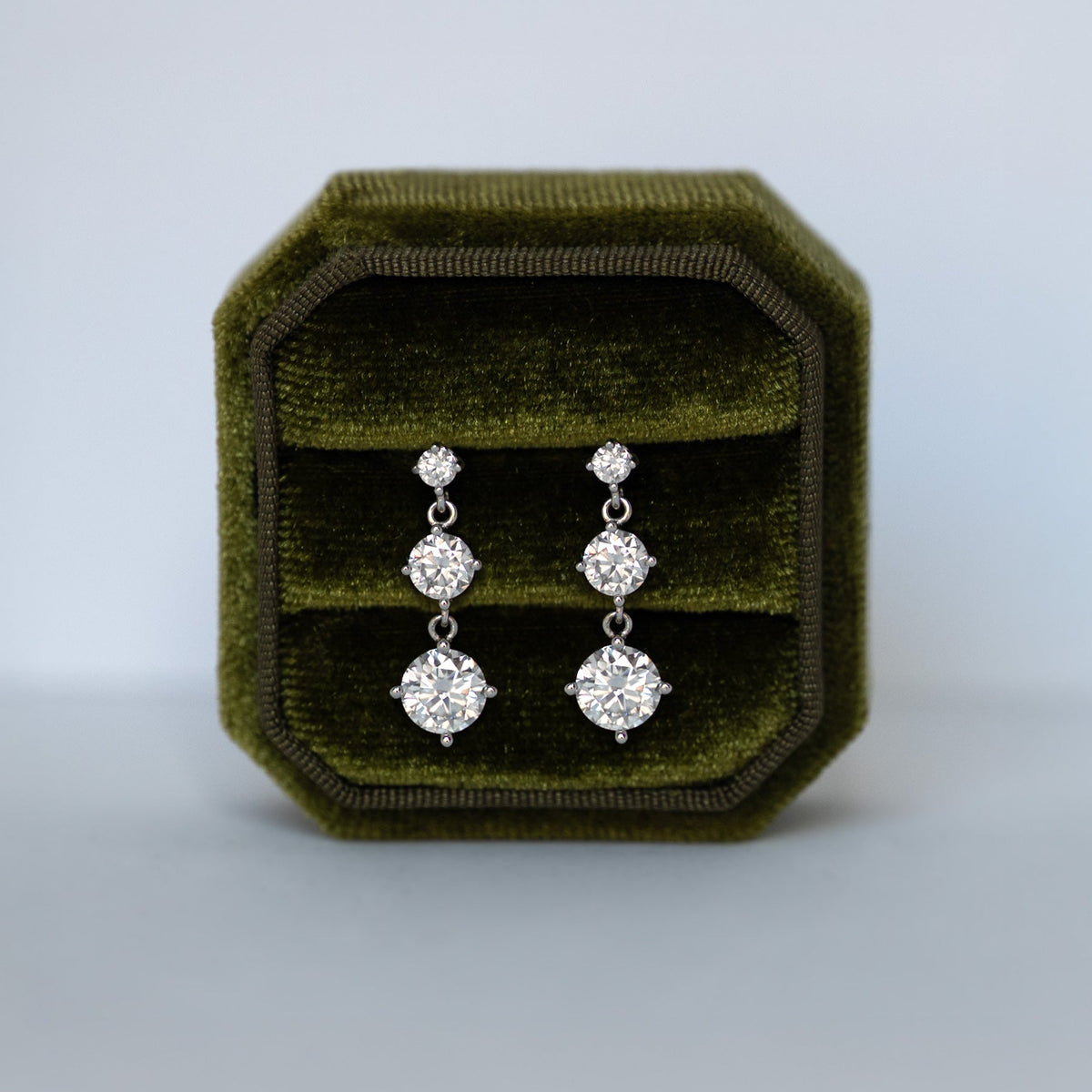 Bridal Dangle Earrings Moissanite 925 sterling silver white gold