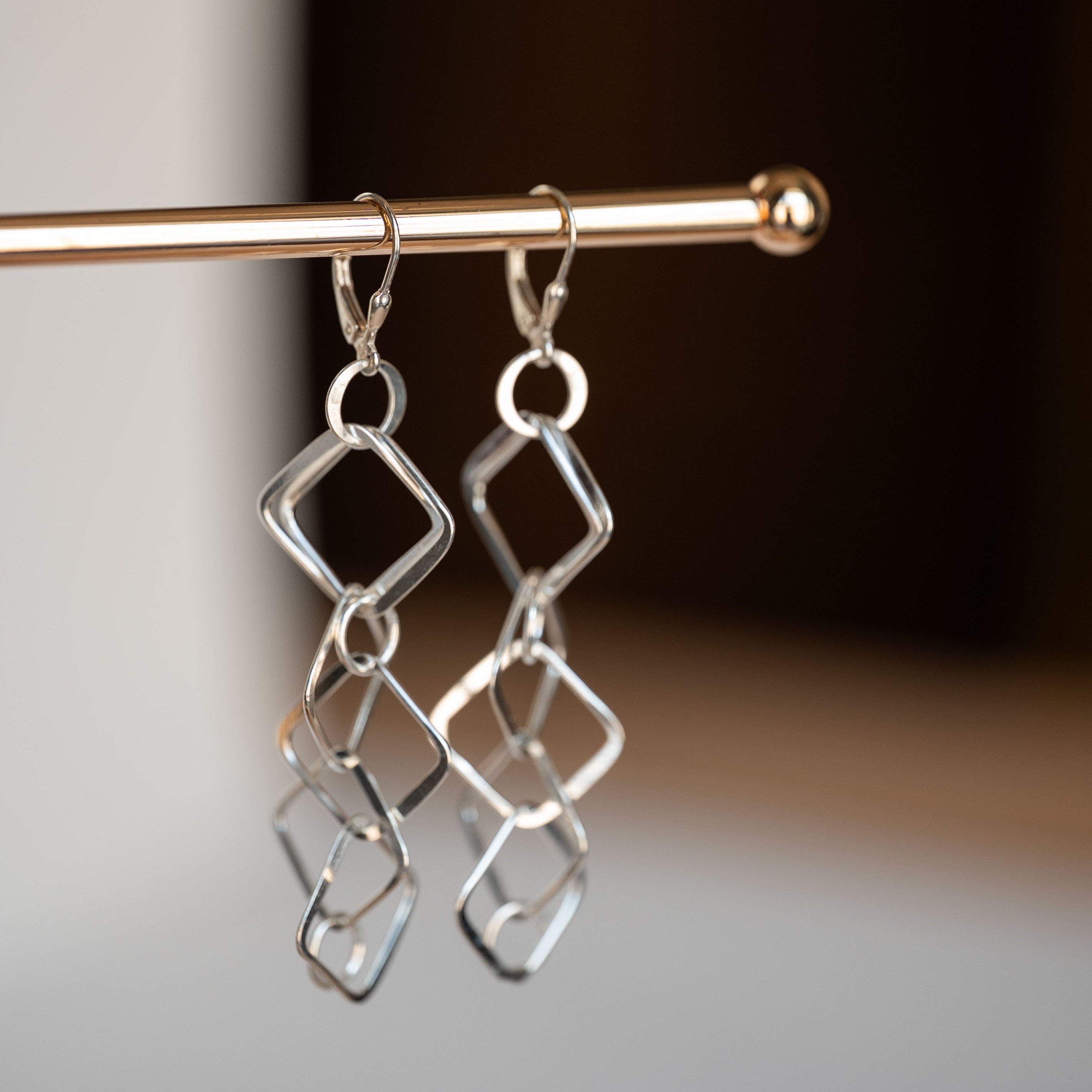Silver Geometric Large Statement Earrings