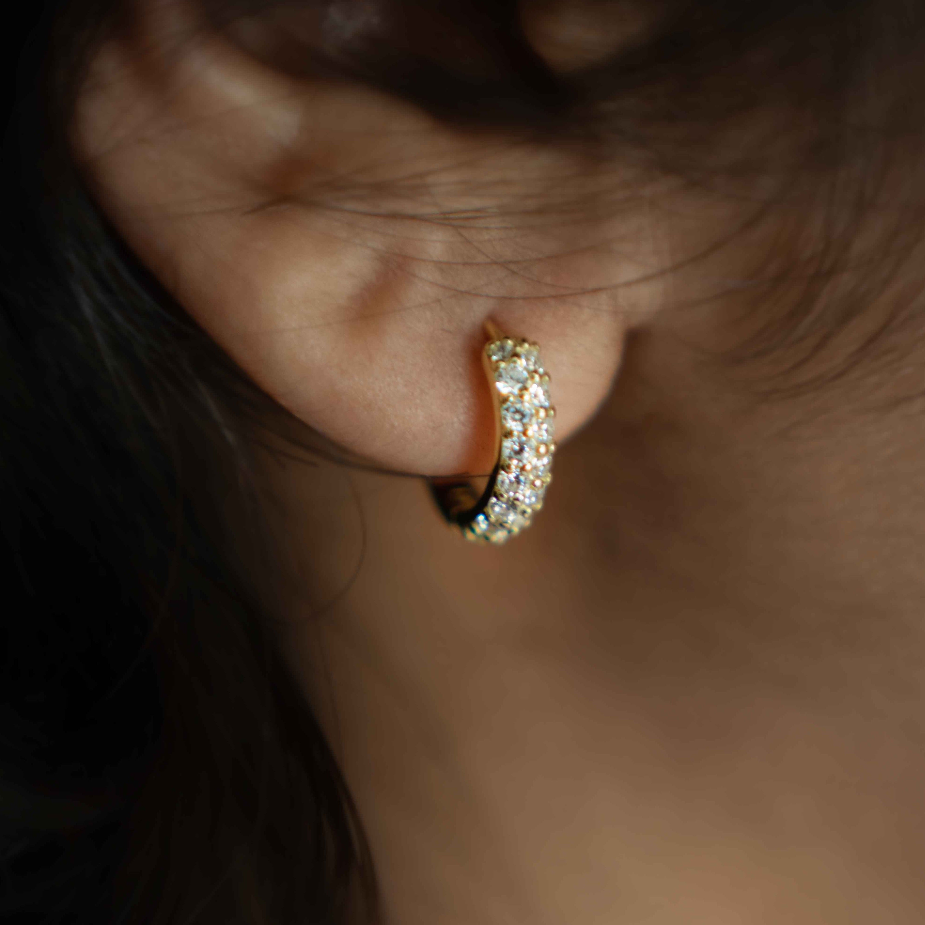 Small Gold Pave Huggie Hoop Earrings