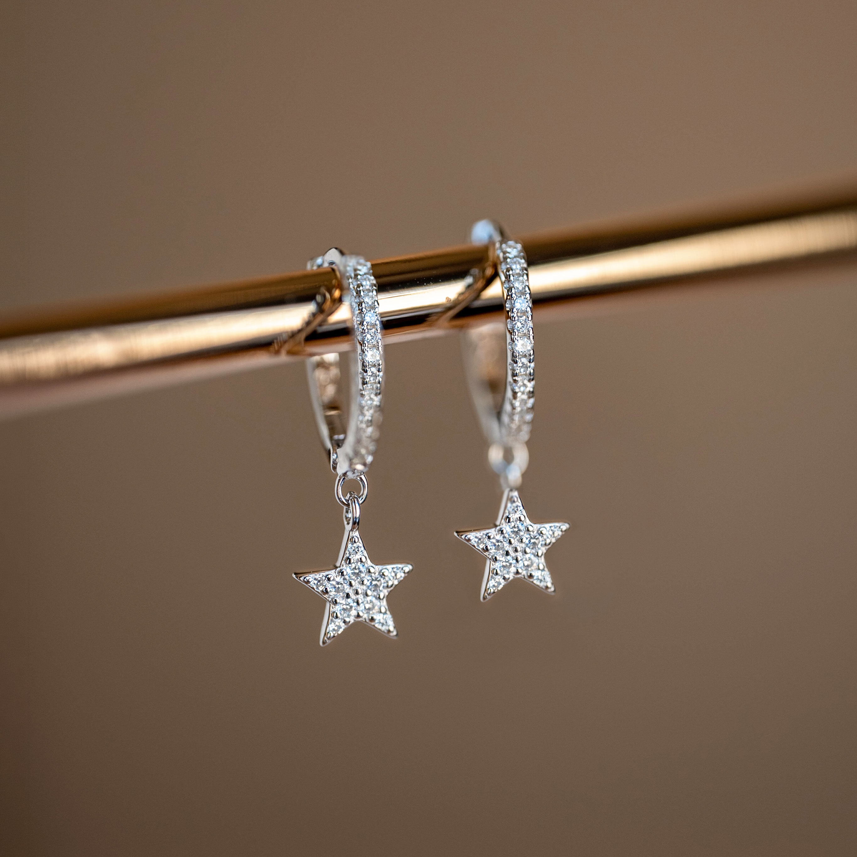 Star Dangle Hoop Earrings