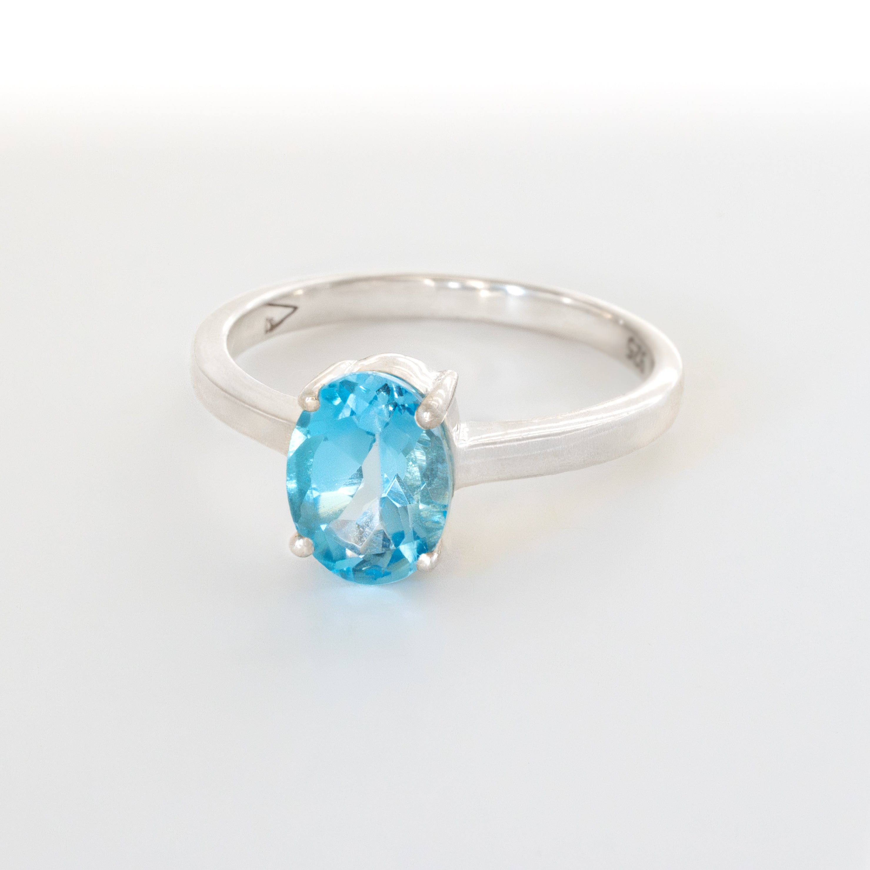 Swiss Blue-Topaz-Gemstone Ring in 925 sterling silver December Natural Birthstone Ring