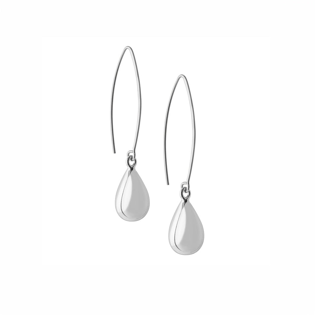 Long Tear Drop Earrings - Silver