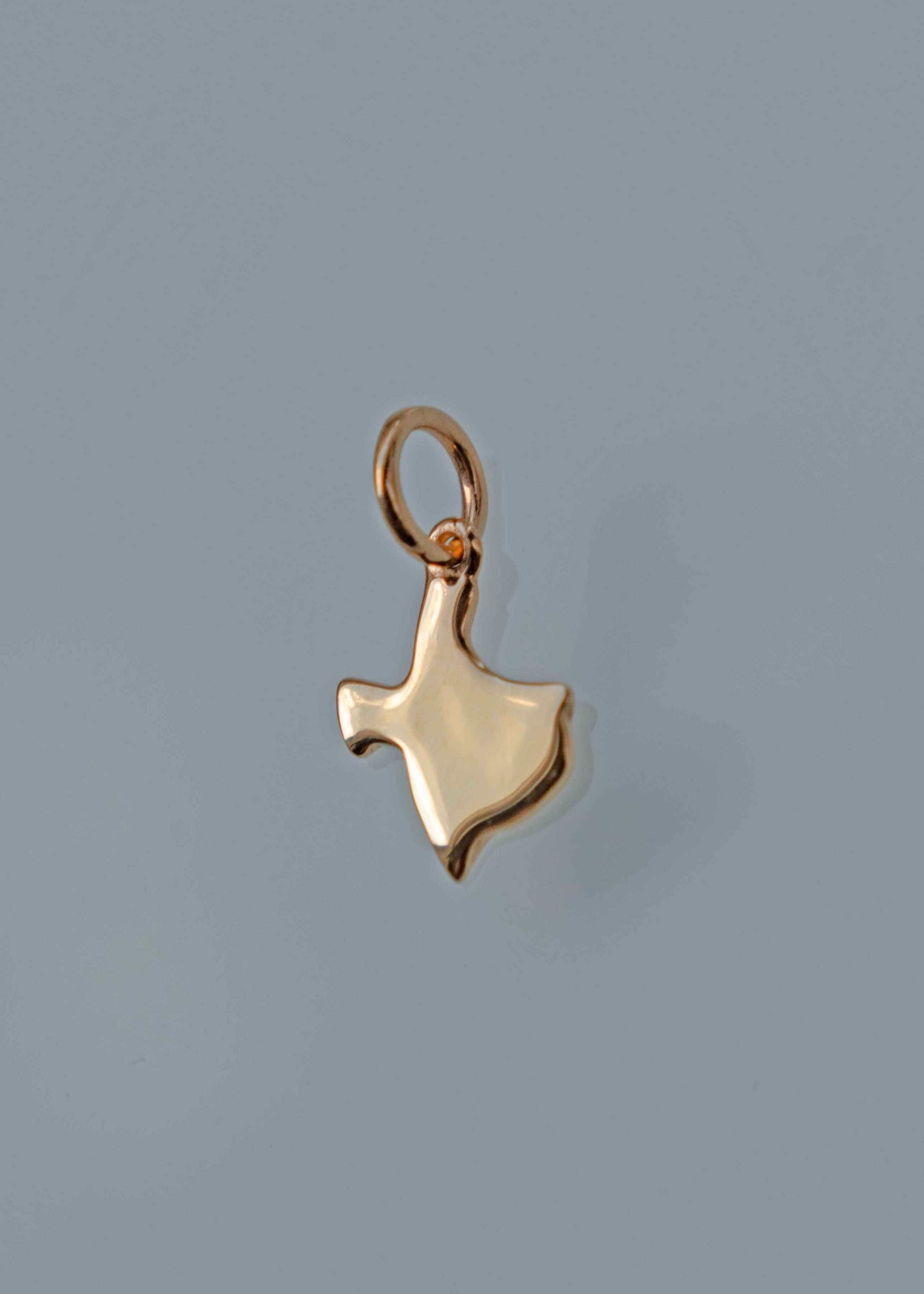 Texas State Charm Pendant Necklace Gold on Silver, Texas Gift for Texans