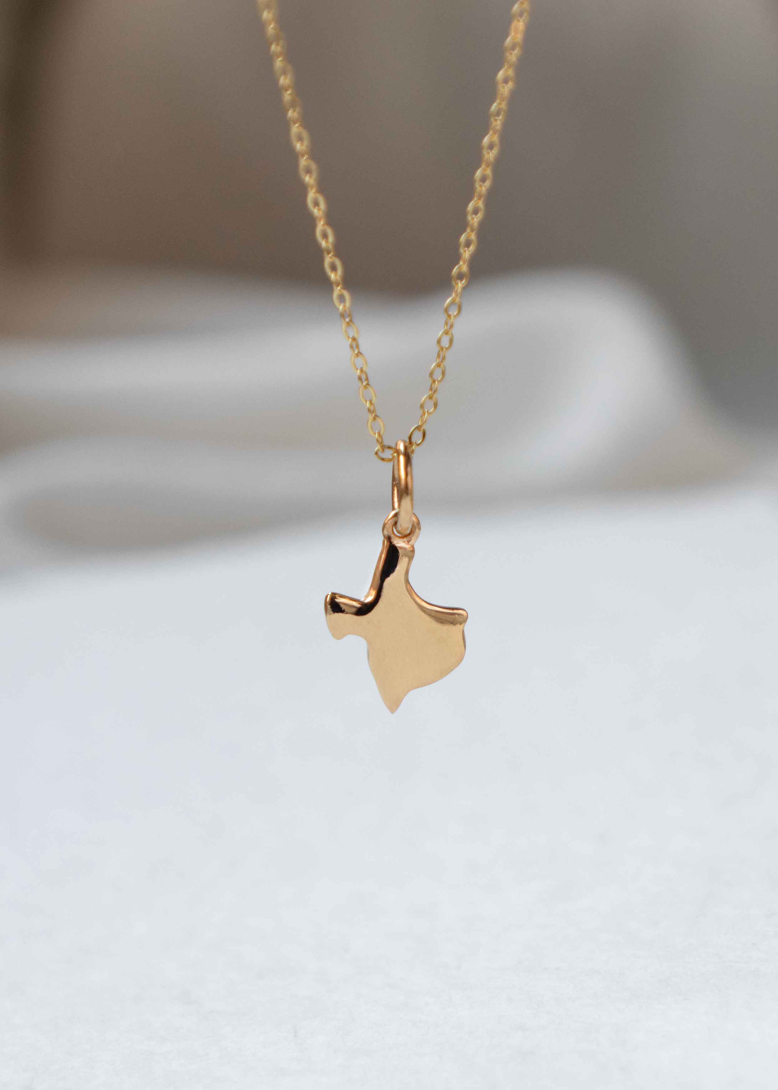 Texas State Charm Pendant Necklace Gold on Silver, Texas Gift for Texans, Gift for Women, Unisex Gifts