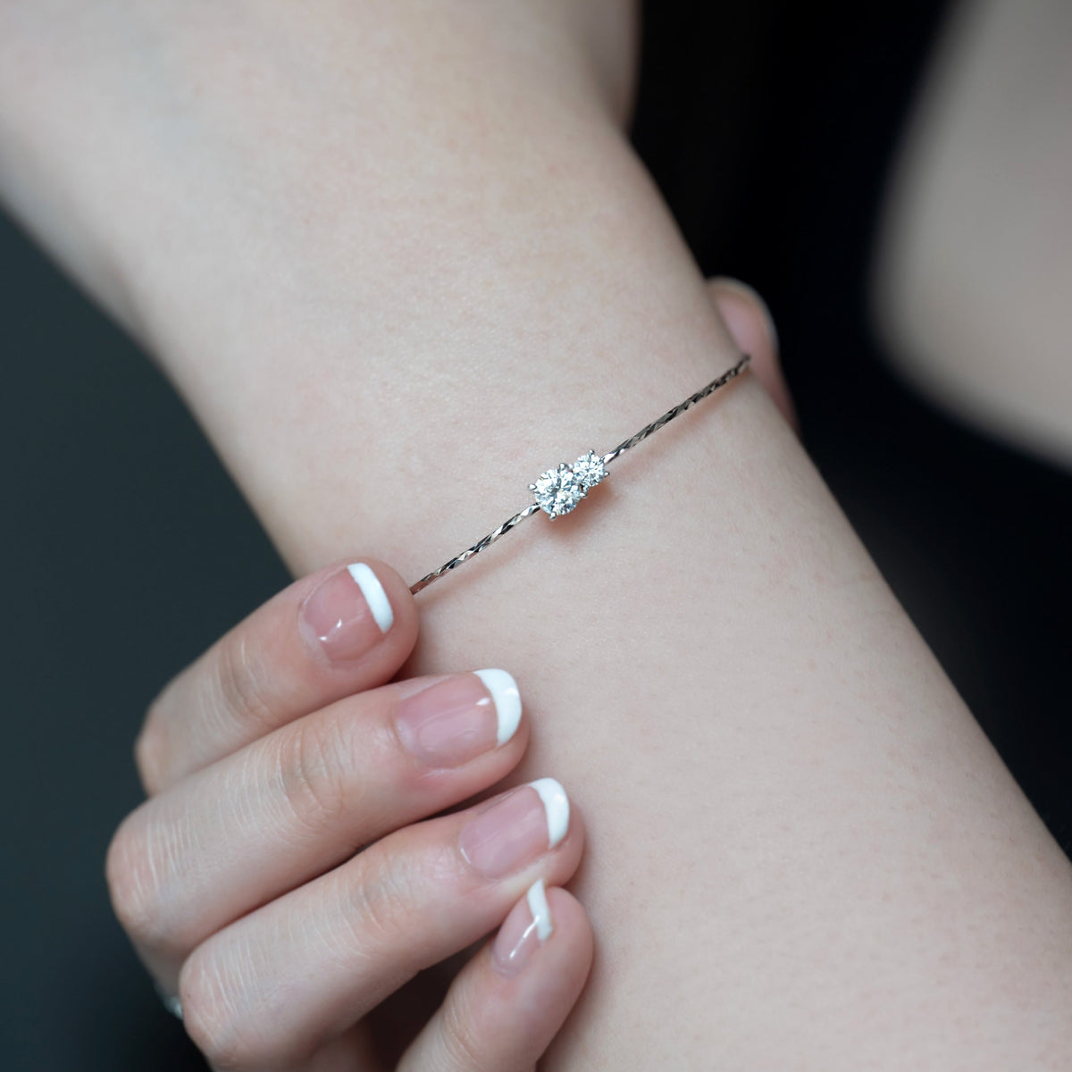 Toi Et Moi Silver Moissanite-Bracelet1