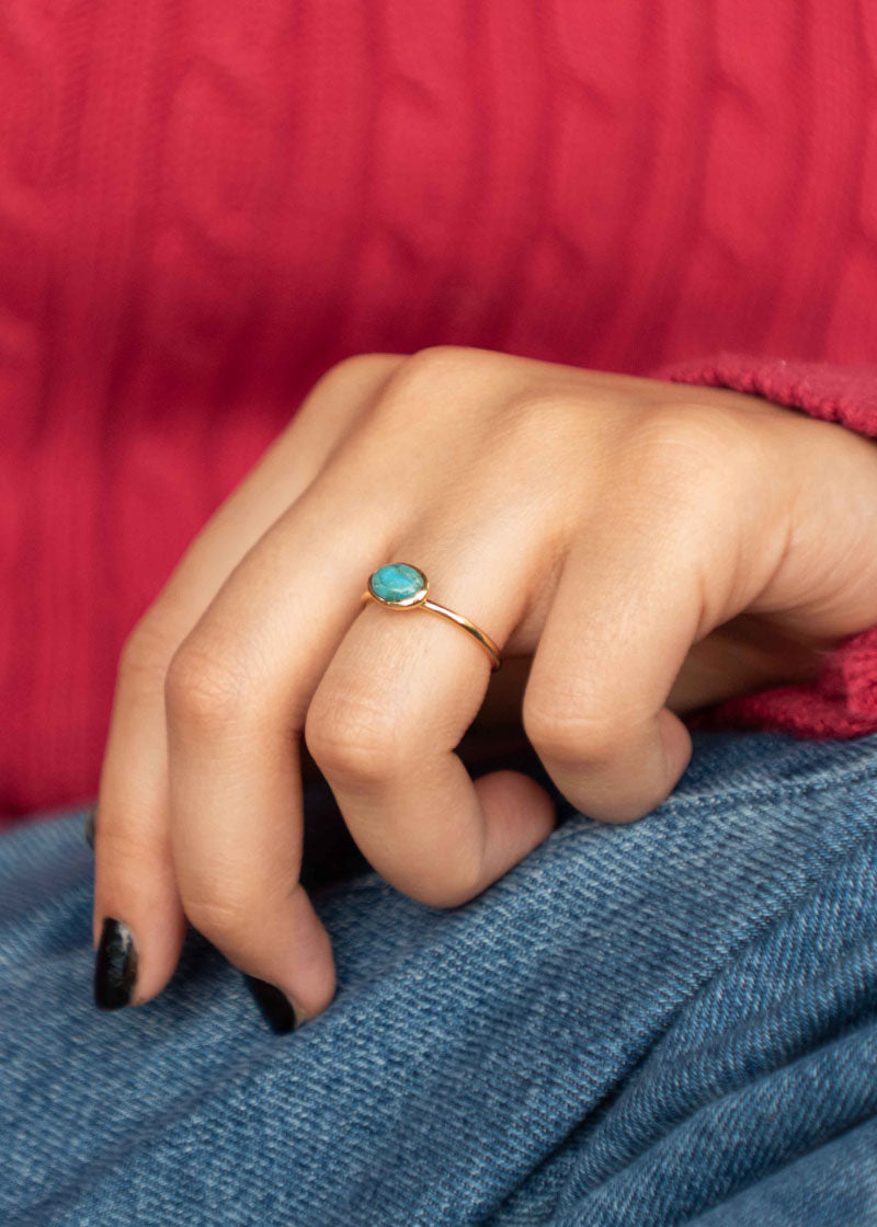 Dainty Gold Turquoise Ring Buttercup ring Veatge