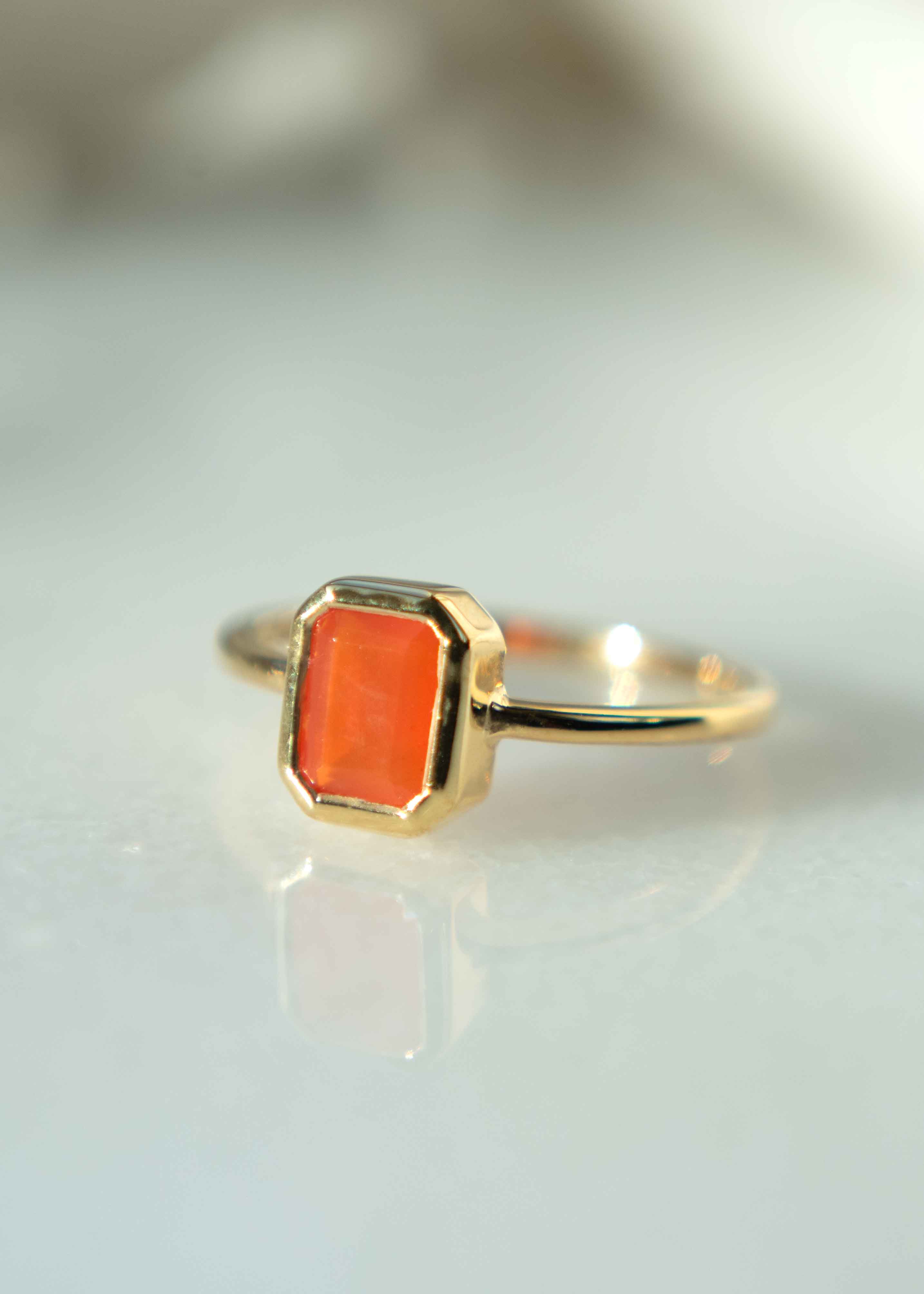 Pure Carnelian Ring 14k Gold Vermeil, High Grade Natural Gemstone Ring, Unisex Ring, Real Carnelian Ring Low Profile, Promise Ring Gifts