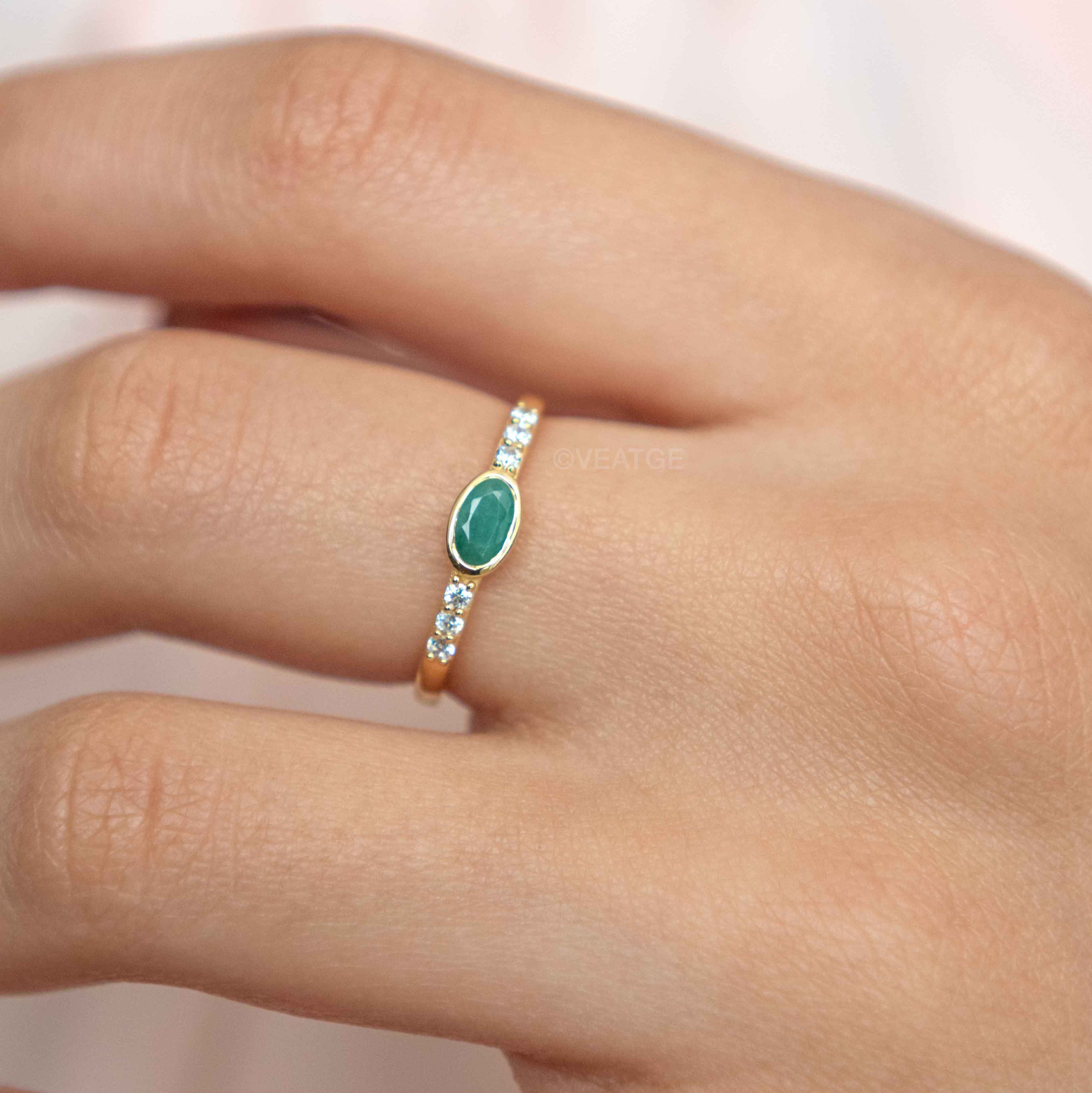 Emerald Stacking Band Ring 