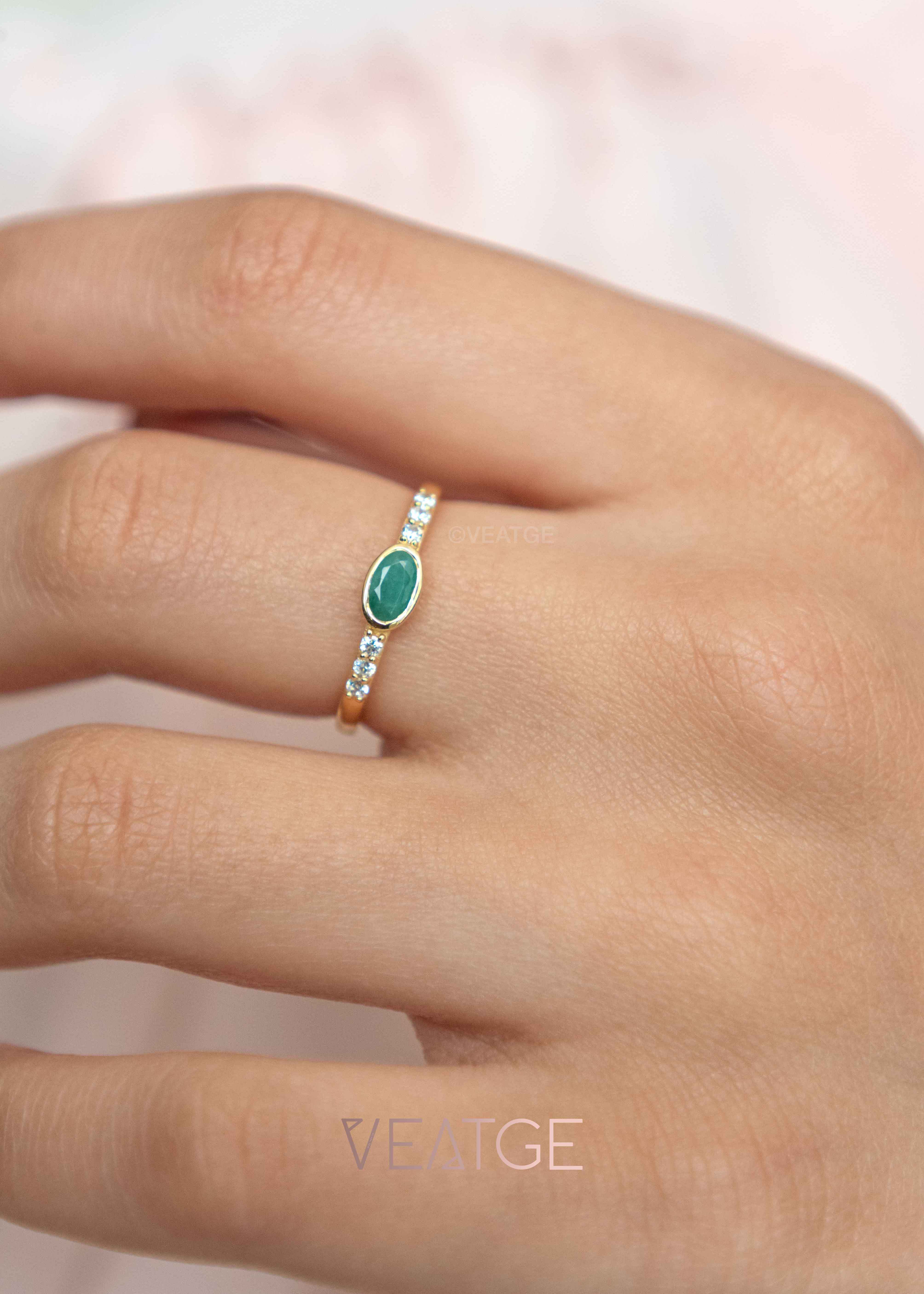 Emerald Stacking Band Ring 