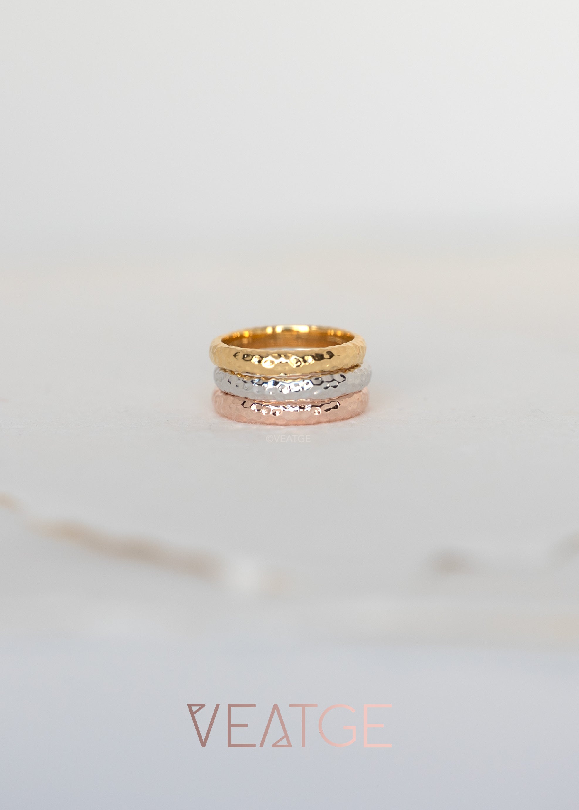 Unique Hammered Wedding Bands, 925 Sterling Silver and Gold Ring, Stackable Ring 3mm, Women and Men Wedding Band Ring, Anniversary Gift, Unisex Wedding Bands for him and her