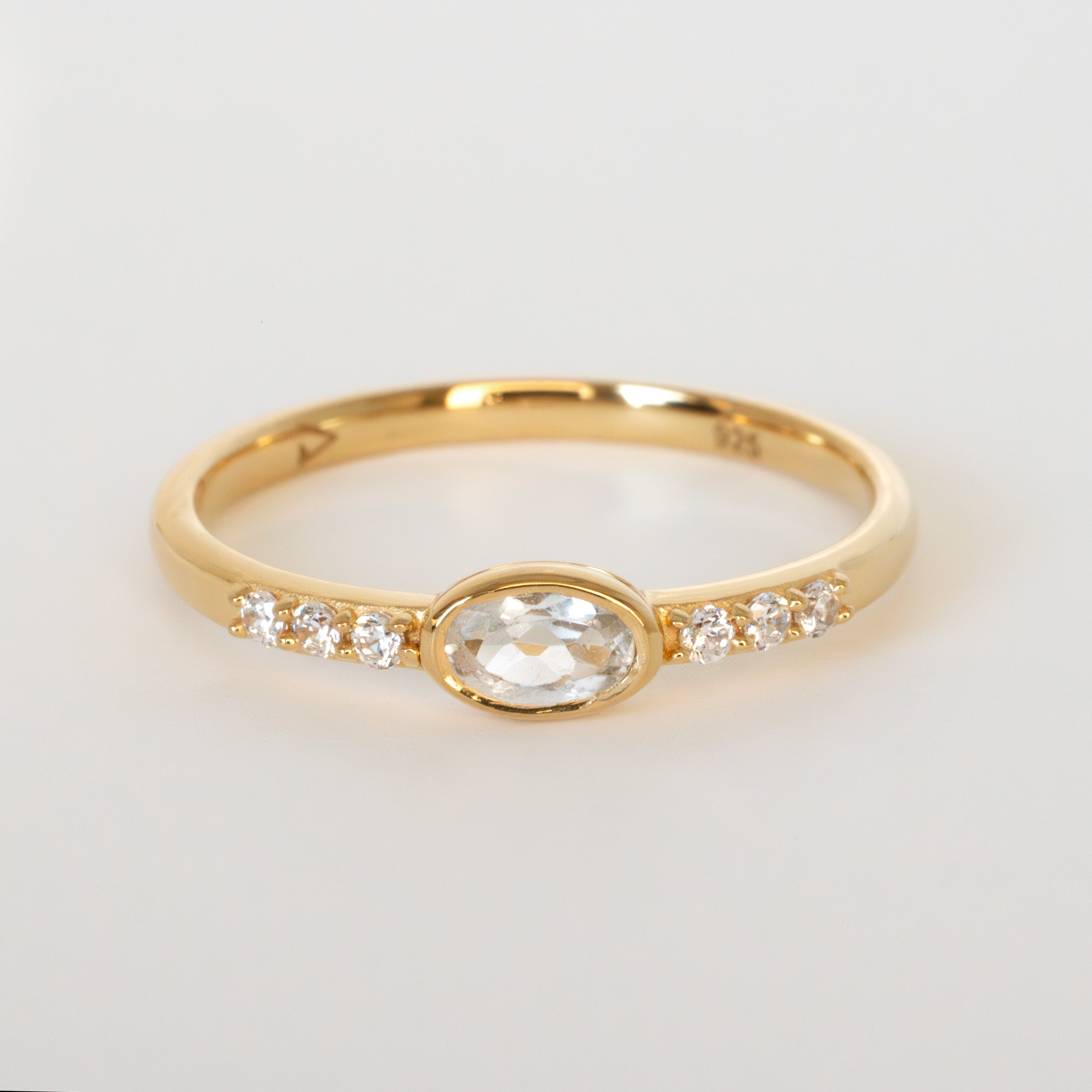 Gold White Topaz stacking ring band