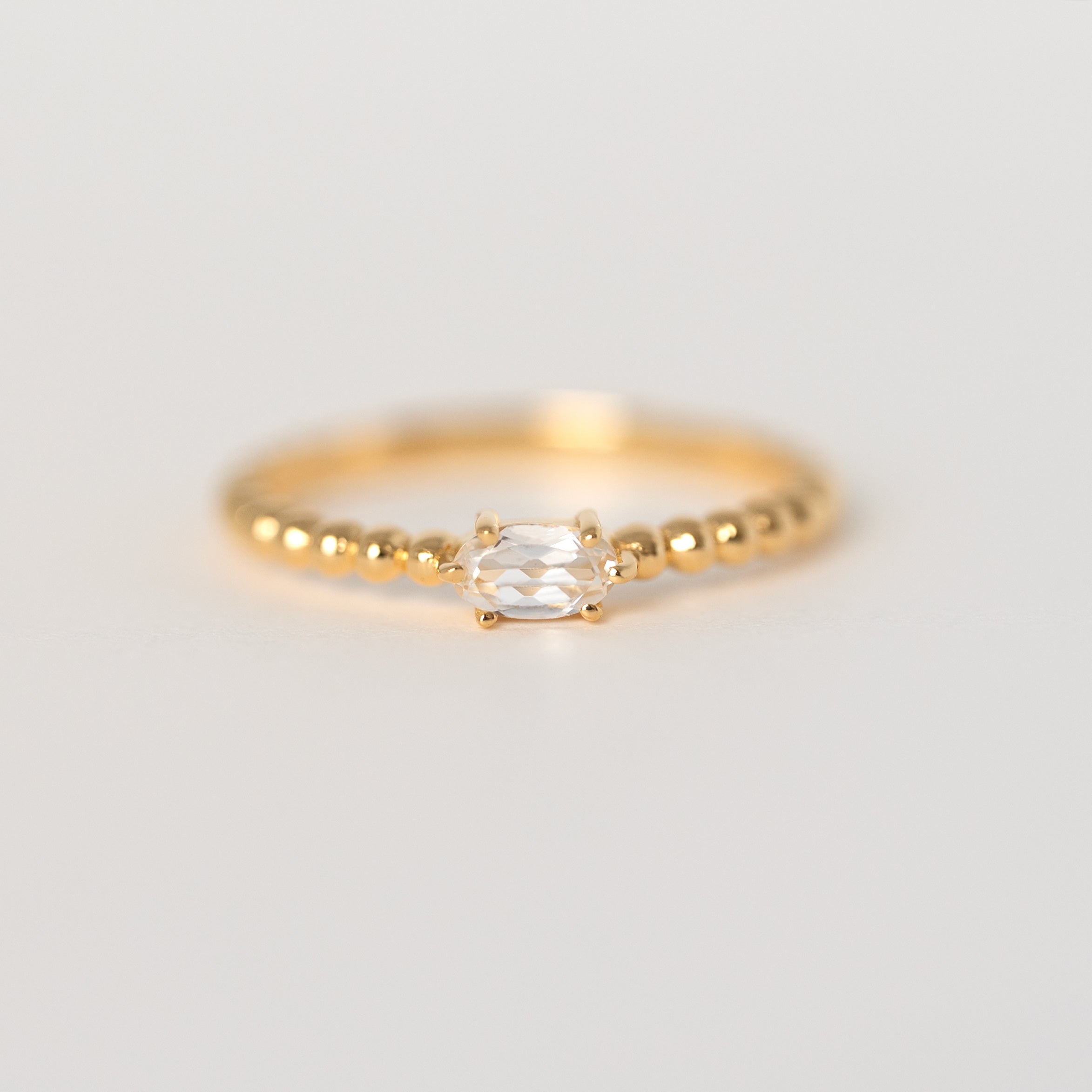 April Birthstone - White Topaz Beaded Ring