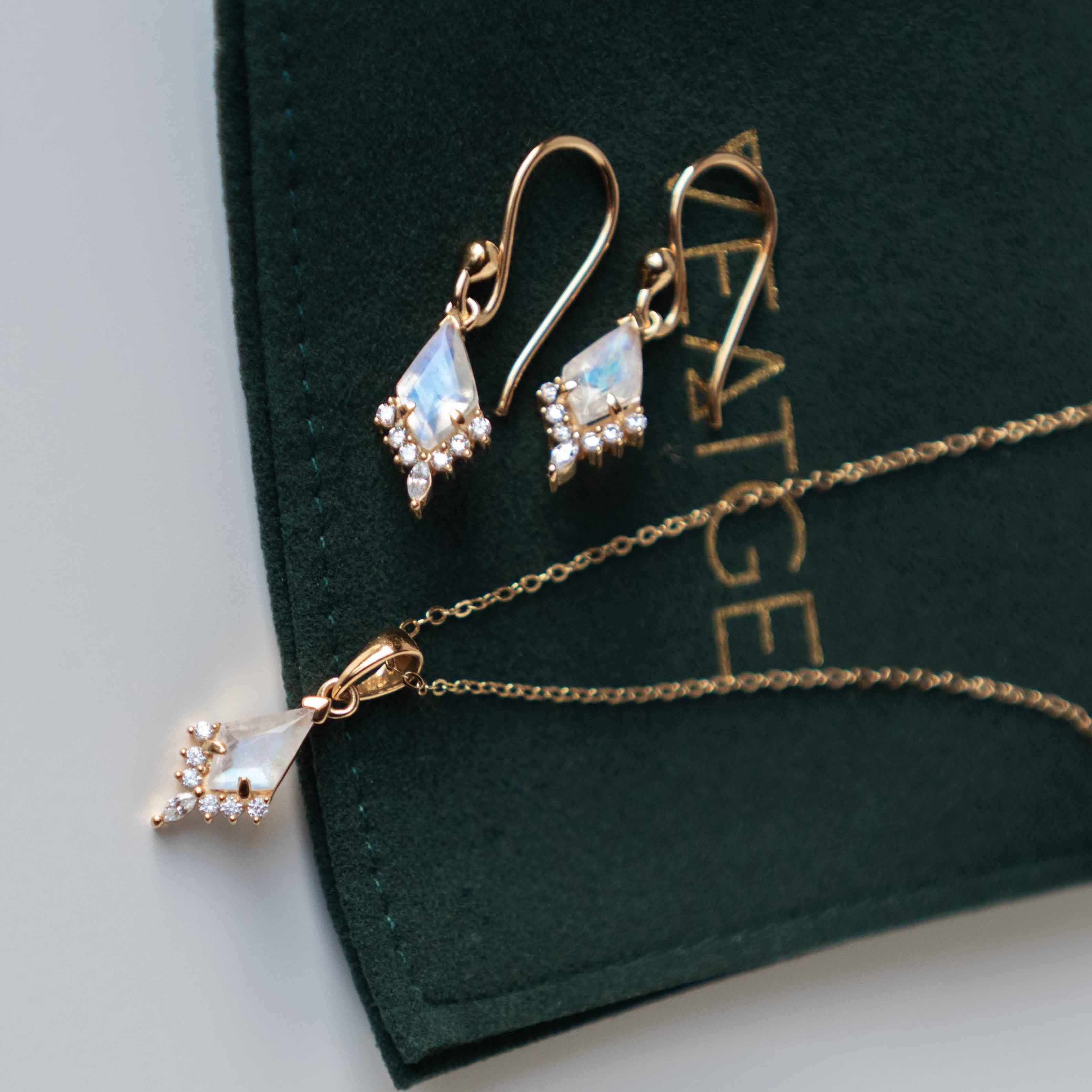 Kite Moonstone Necklace and Earring Gift Set 