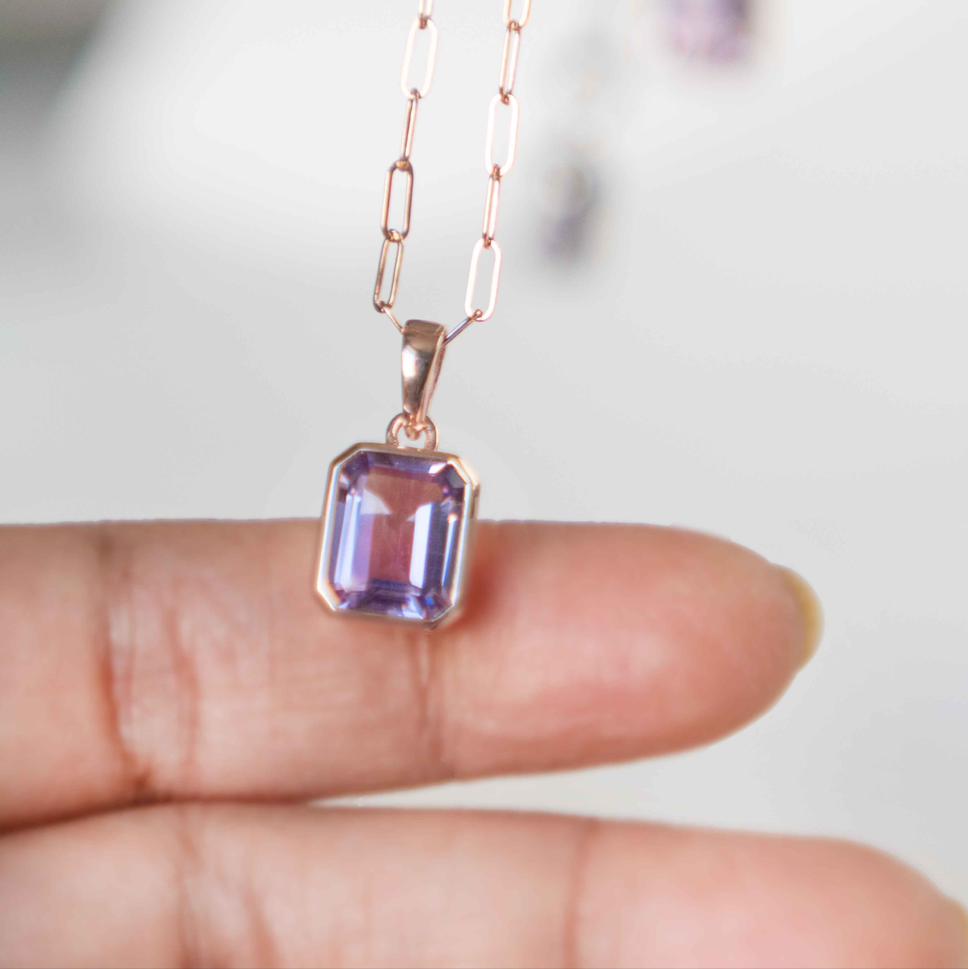 Octagon Amethyst Necklace