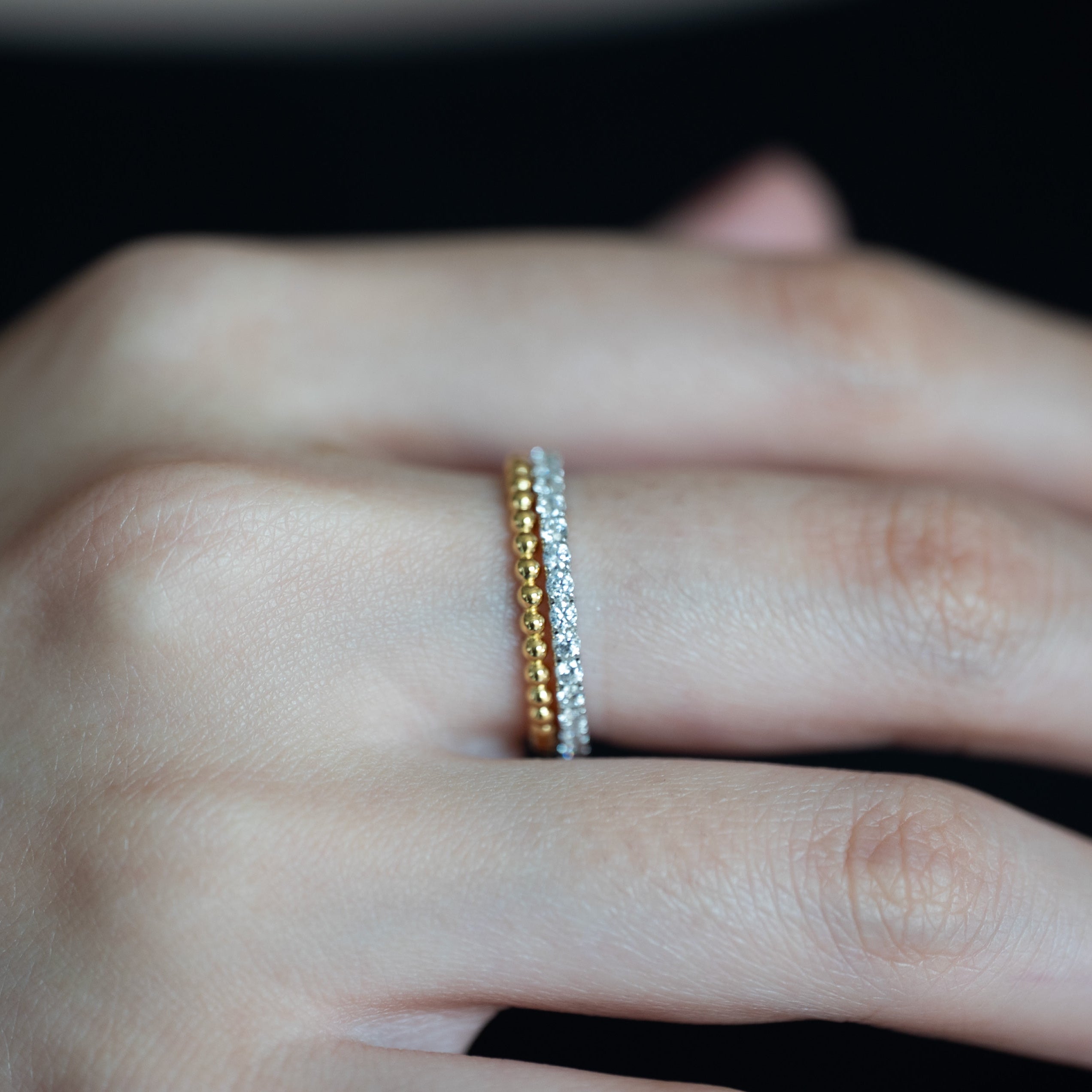Beaded Gold Stacking Ring