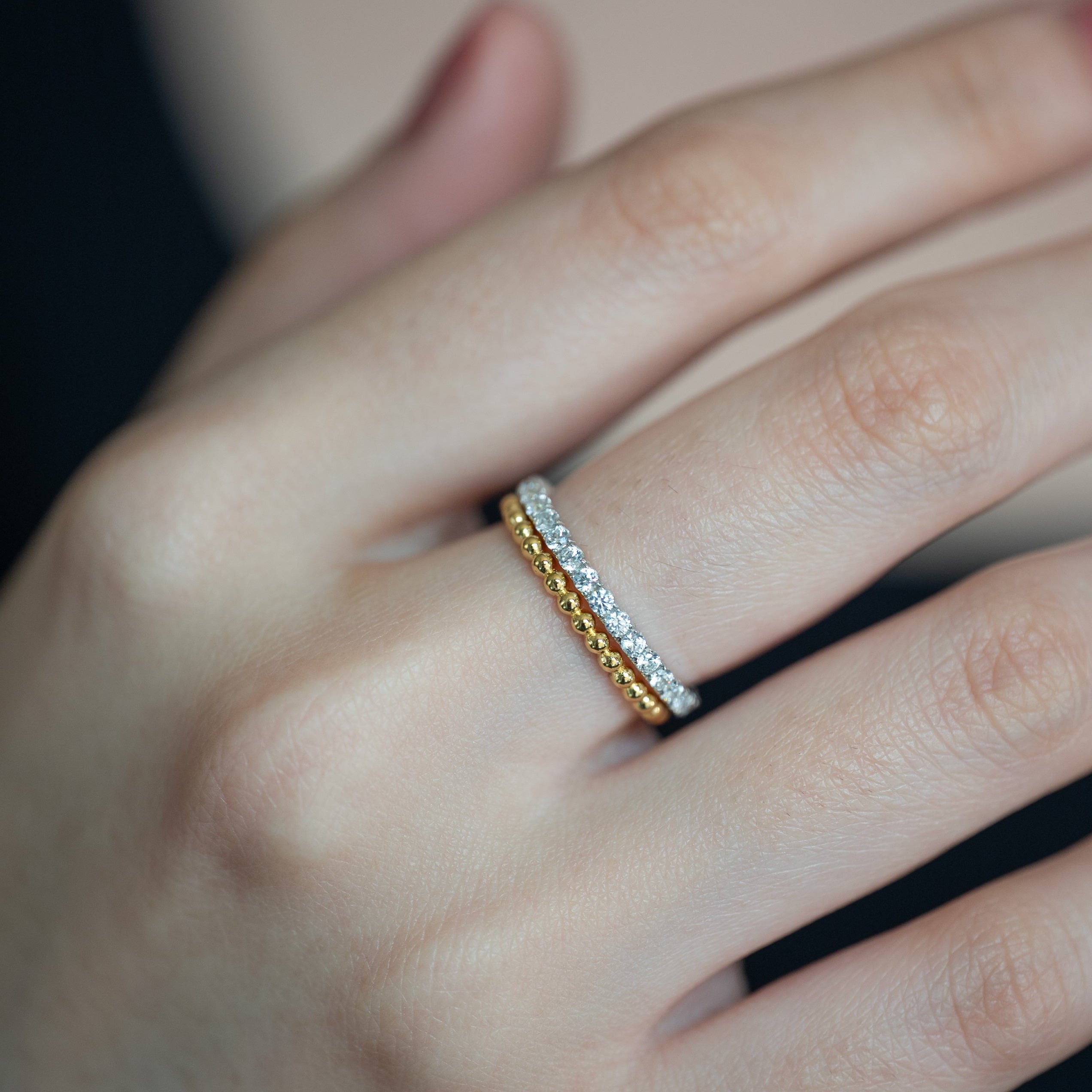 Beaded Gold Stacking Ring