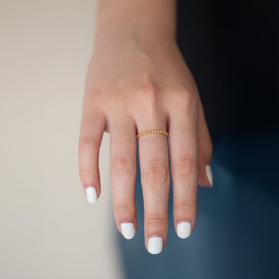 Beaded Gold Stacking Ring