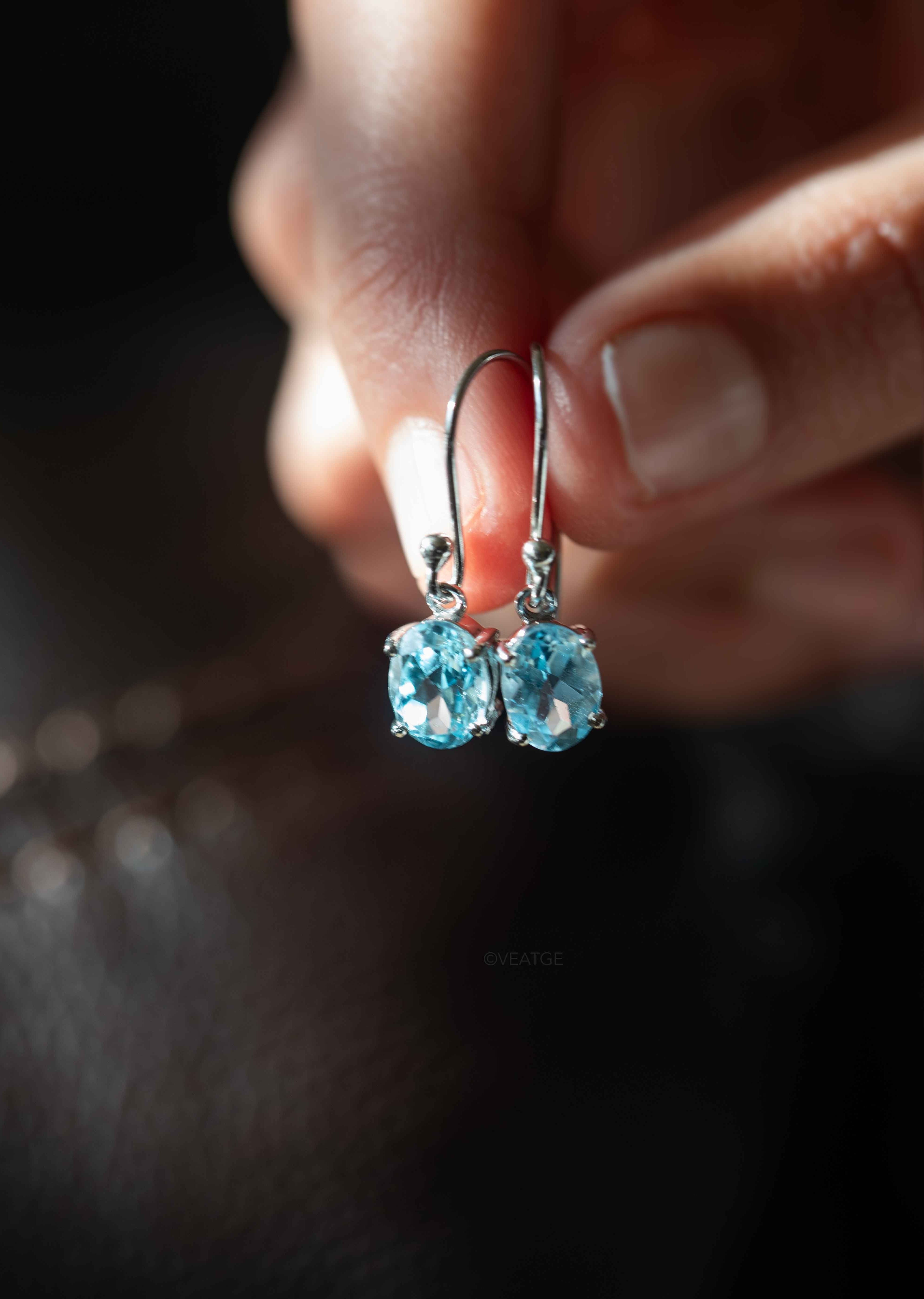 925 blue topaz herkimer online diamond drop Earrings