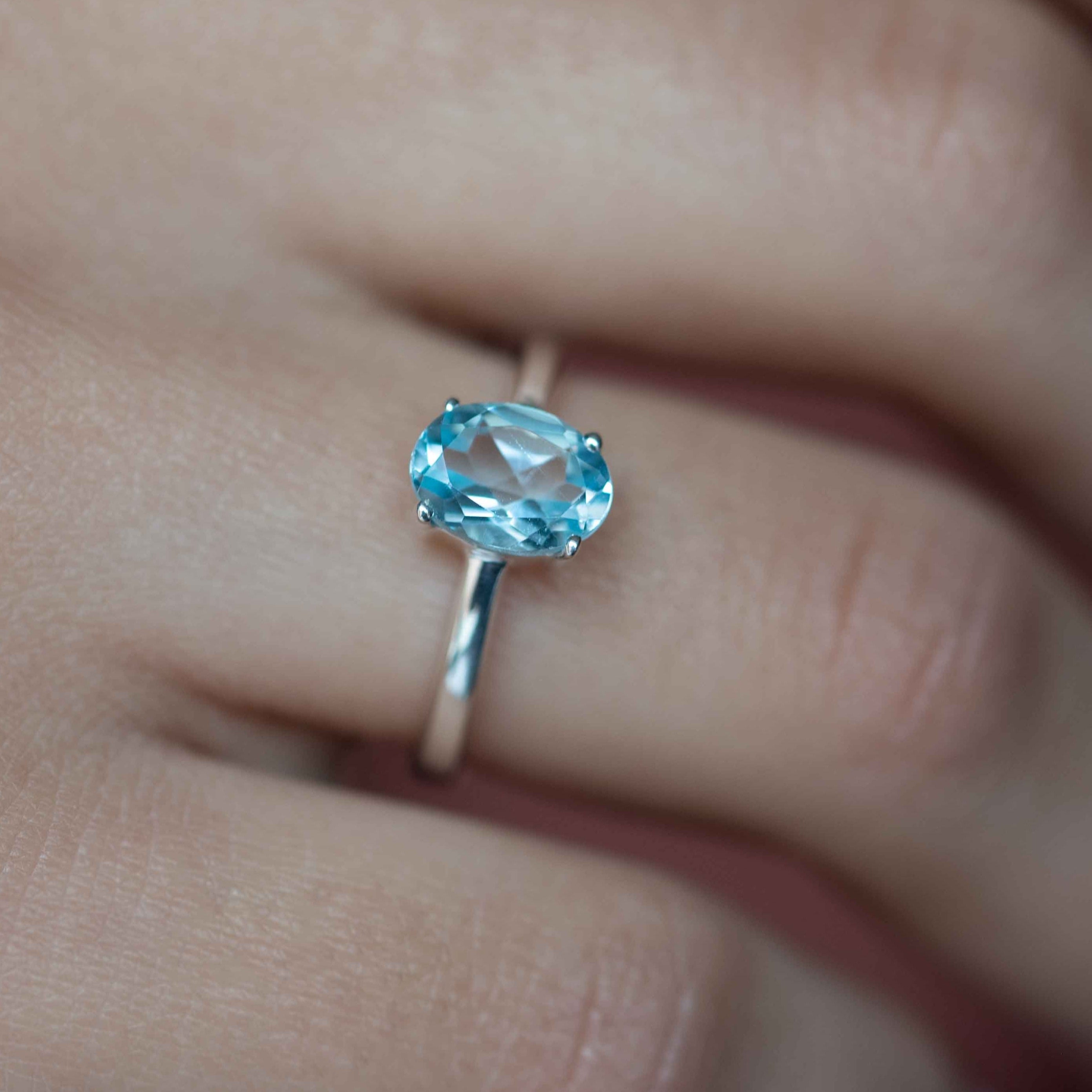 Oval Blue Topaz Silver ring
