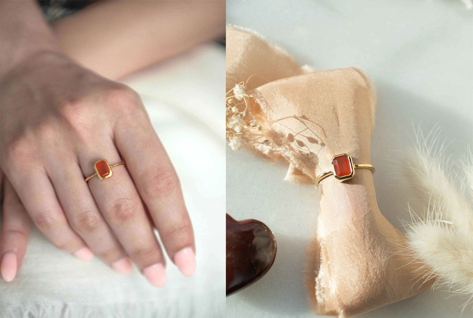 Carnelian Ring Gold Natural Real Pure Carnelian