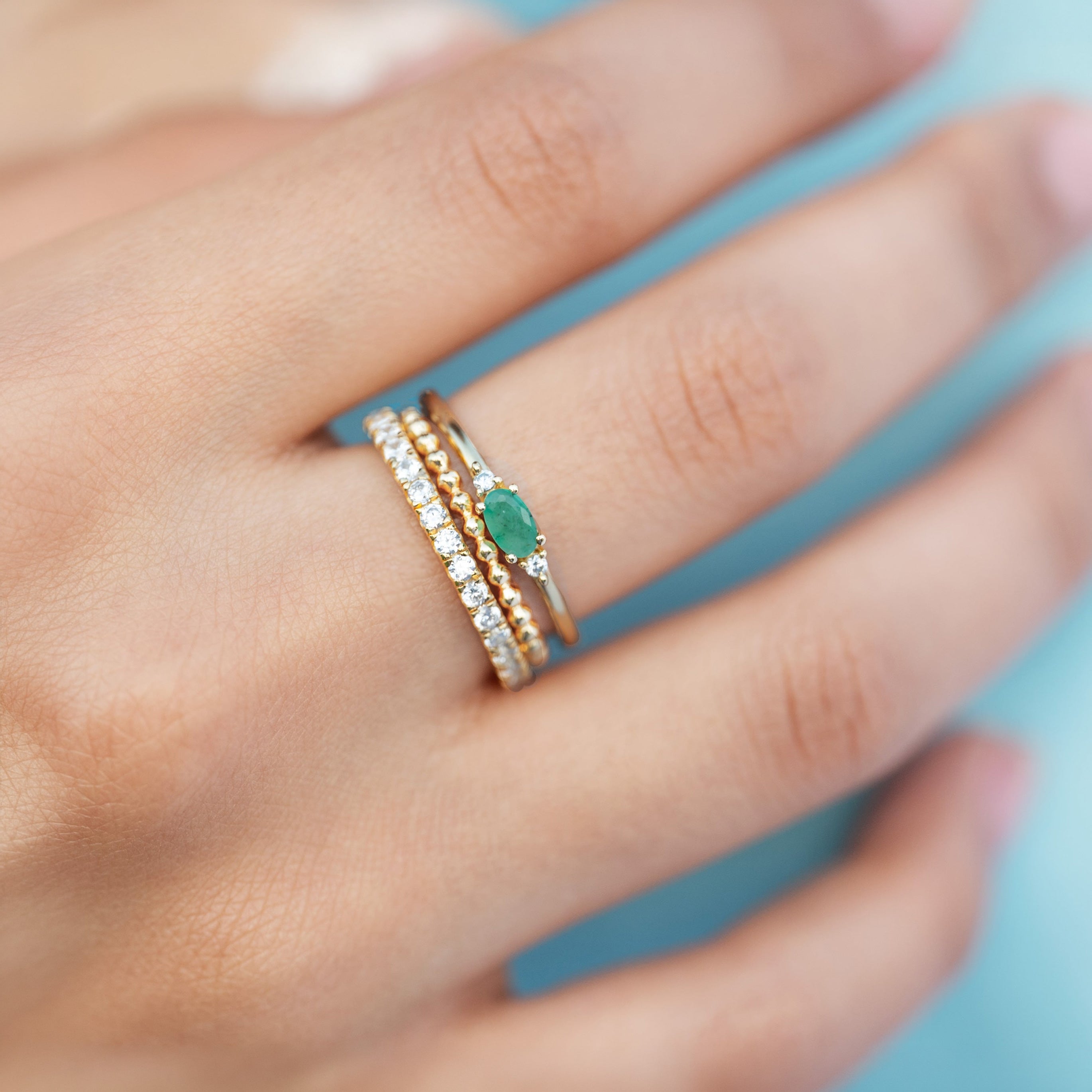 Beaded Gold Stacking Ring