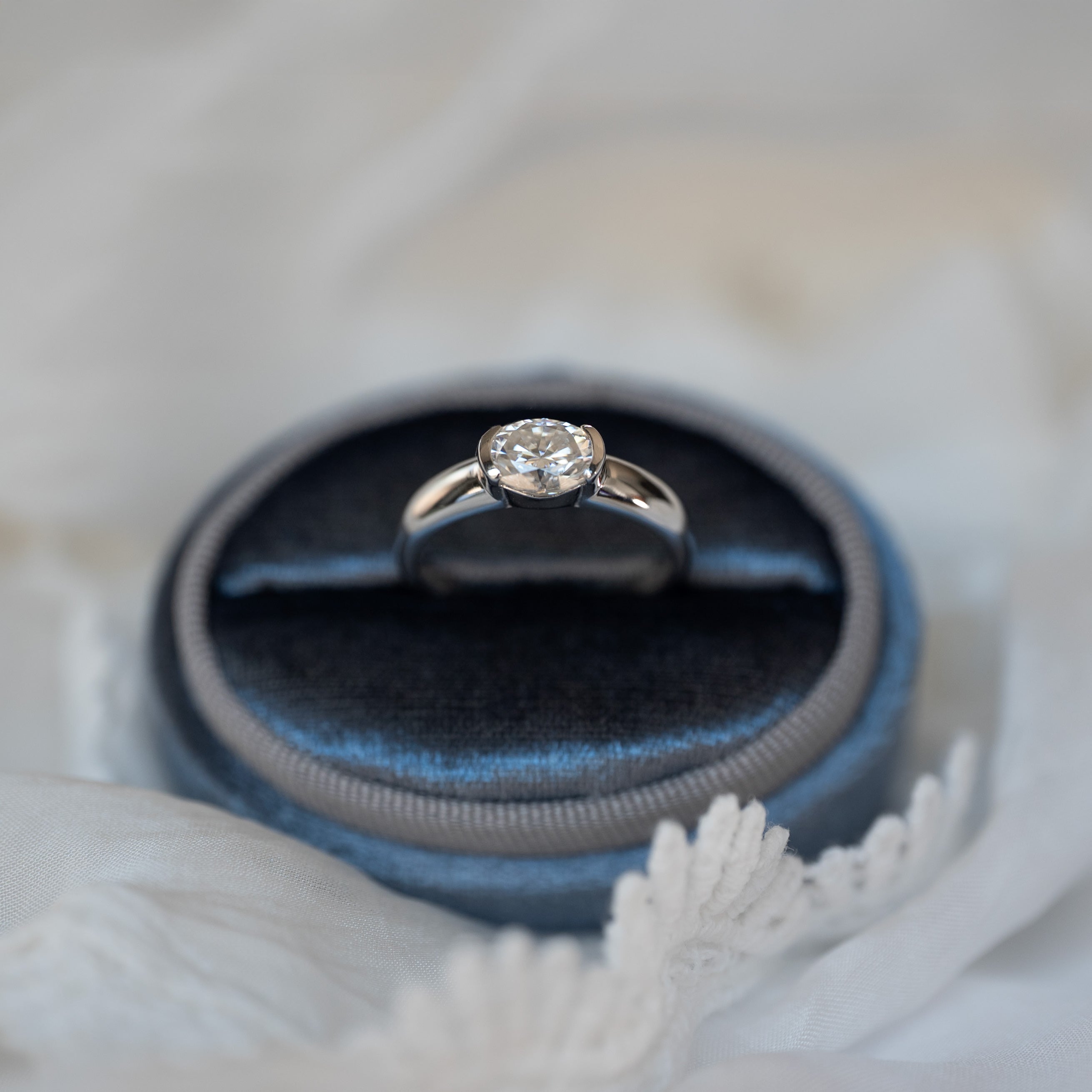 1.5ct Half Bezel Moissanite Ring
