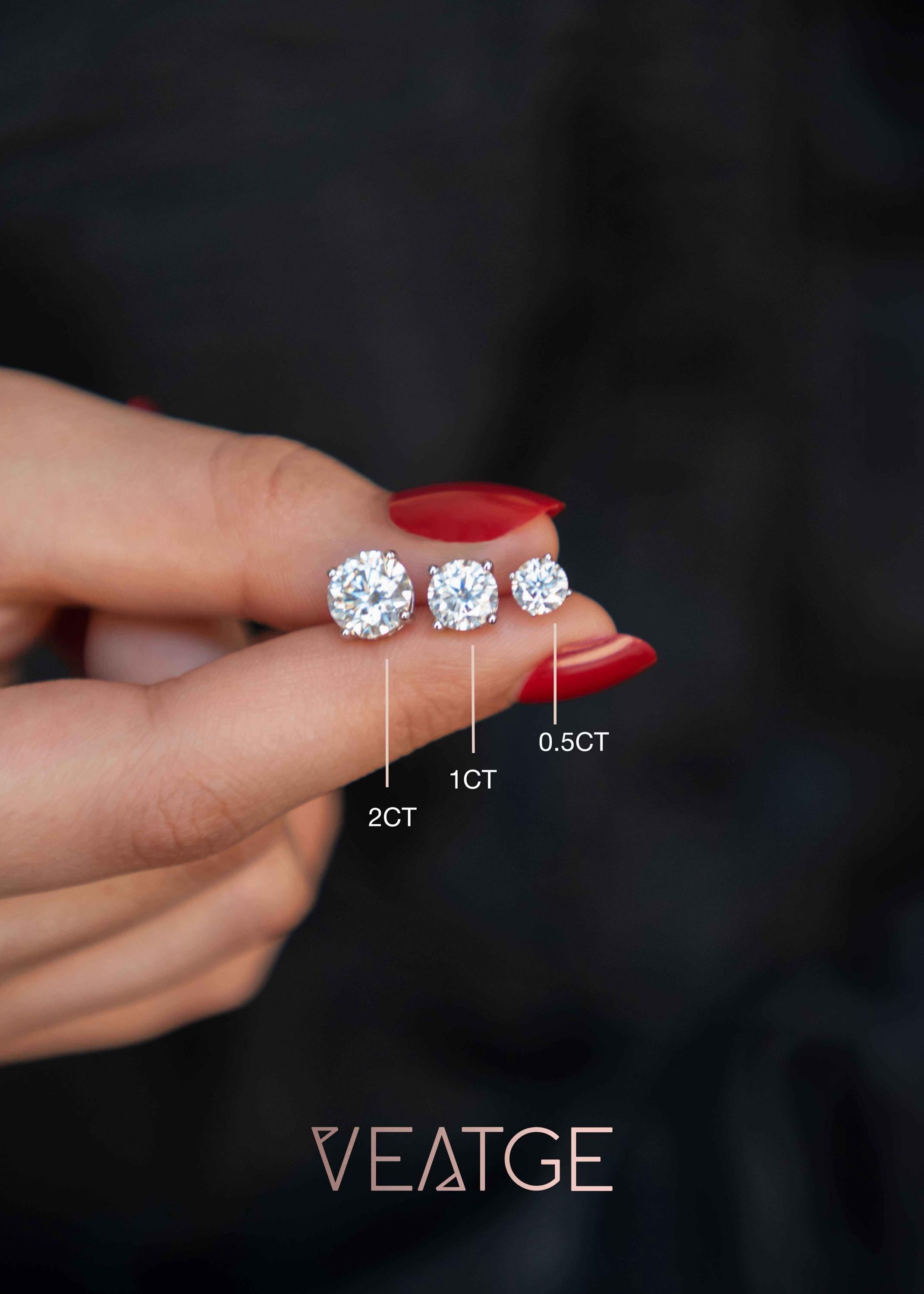 Classic Moissanite Stud Earrings Brilliant Cut