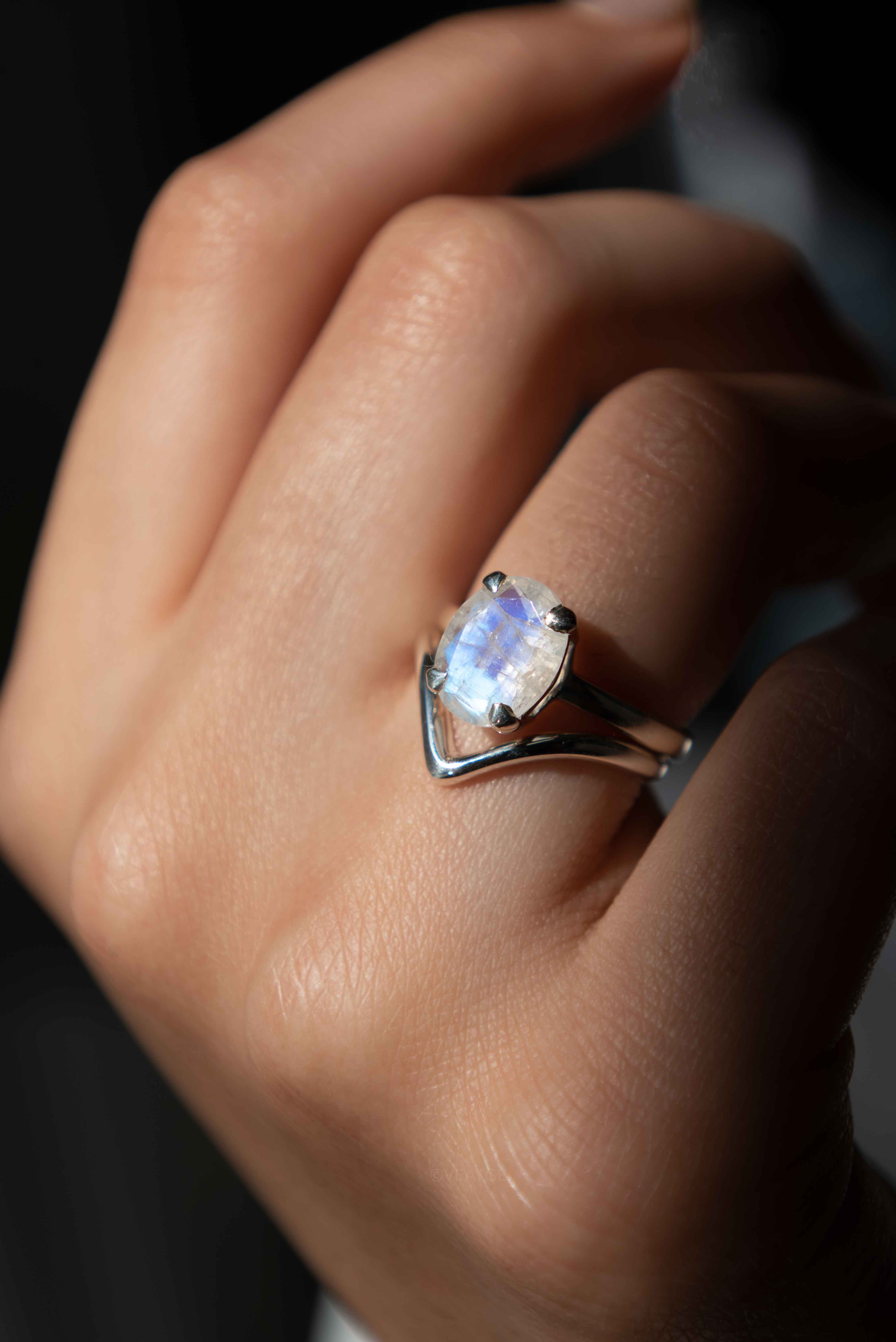 Pre-Stacked Moonstone Ring Set - Large