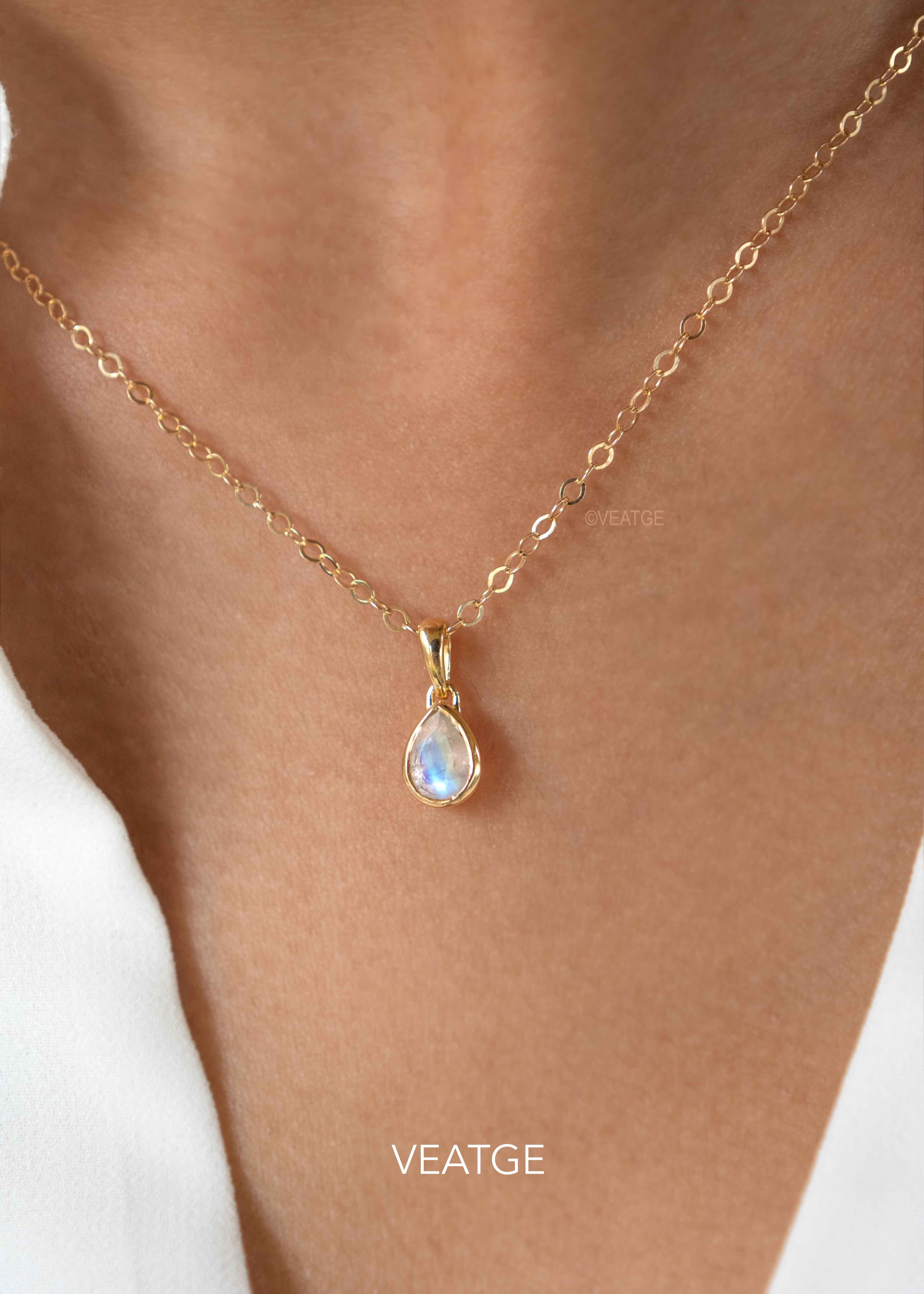 14k gold filled Dainty Pear Moonstone Necklace, Teardrop Moonstone Necklace, June Birthstone, Gift for Teen Girls, Gift for Daughter, Graduate Gifts