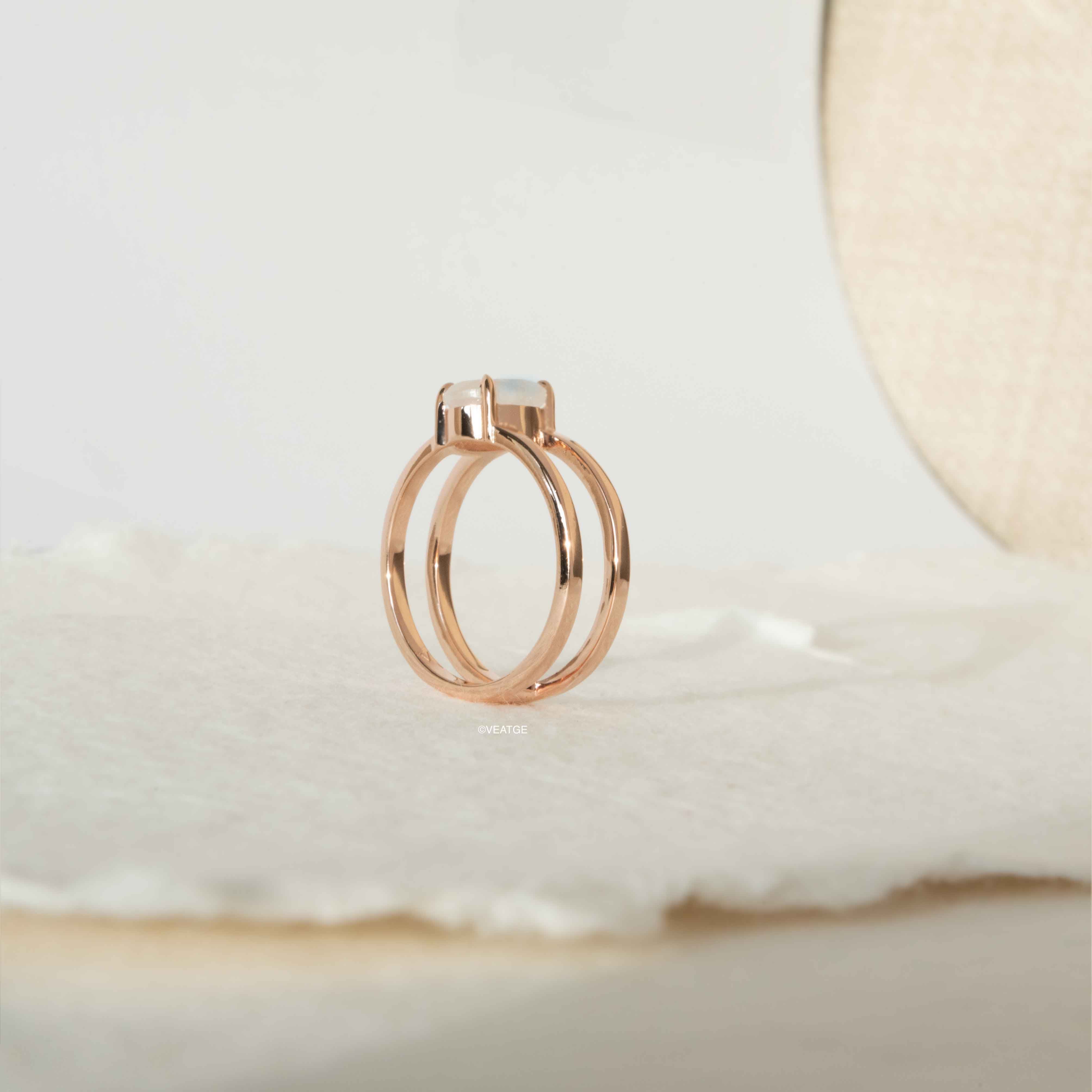 Moonstone Ring Double Band