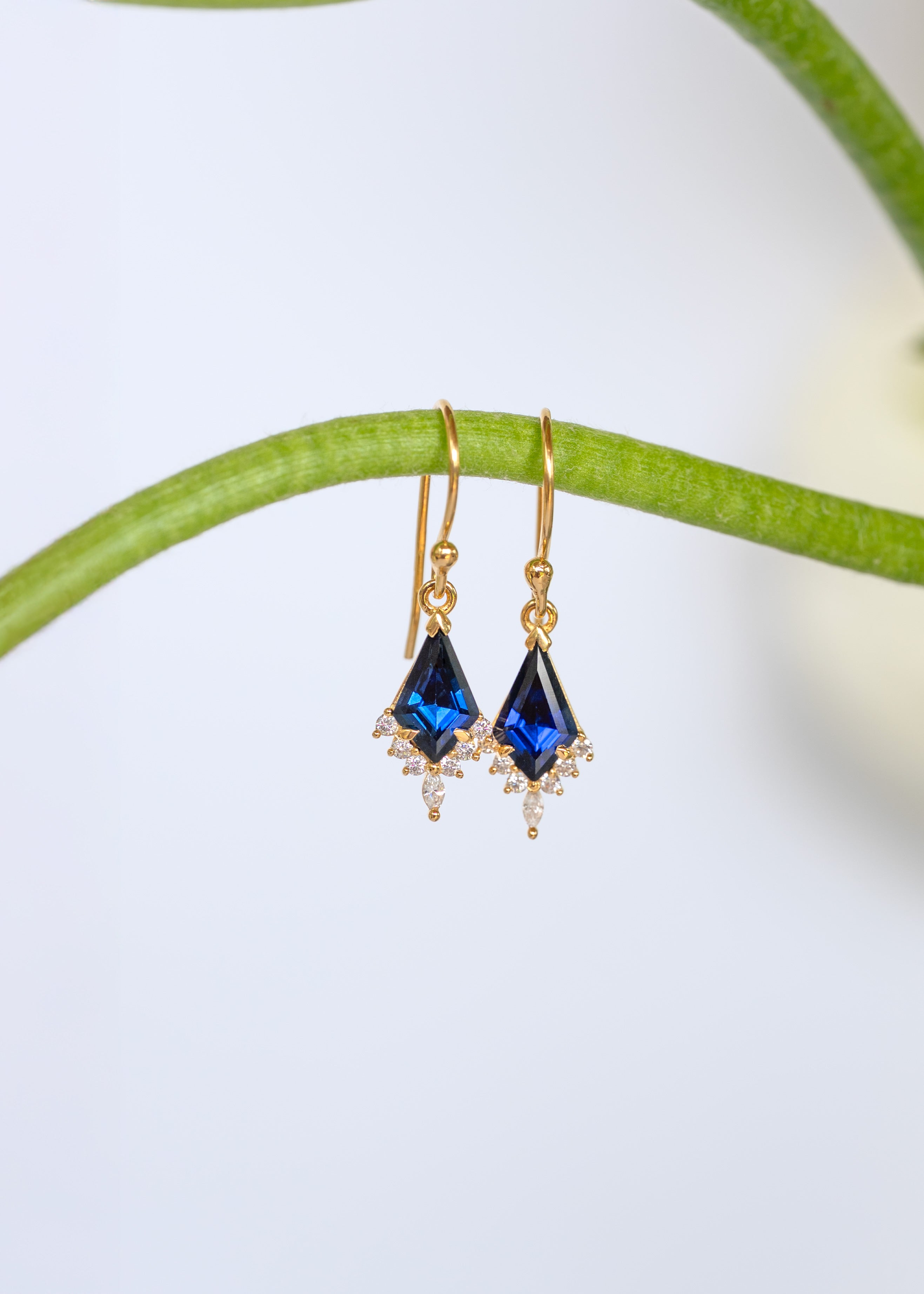 Sapphire Kite Dangle Earrings